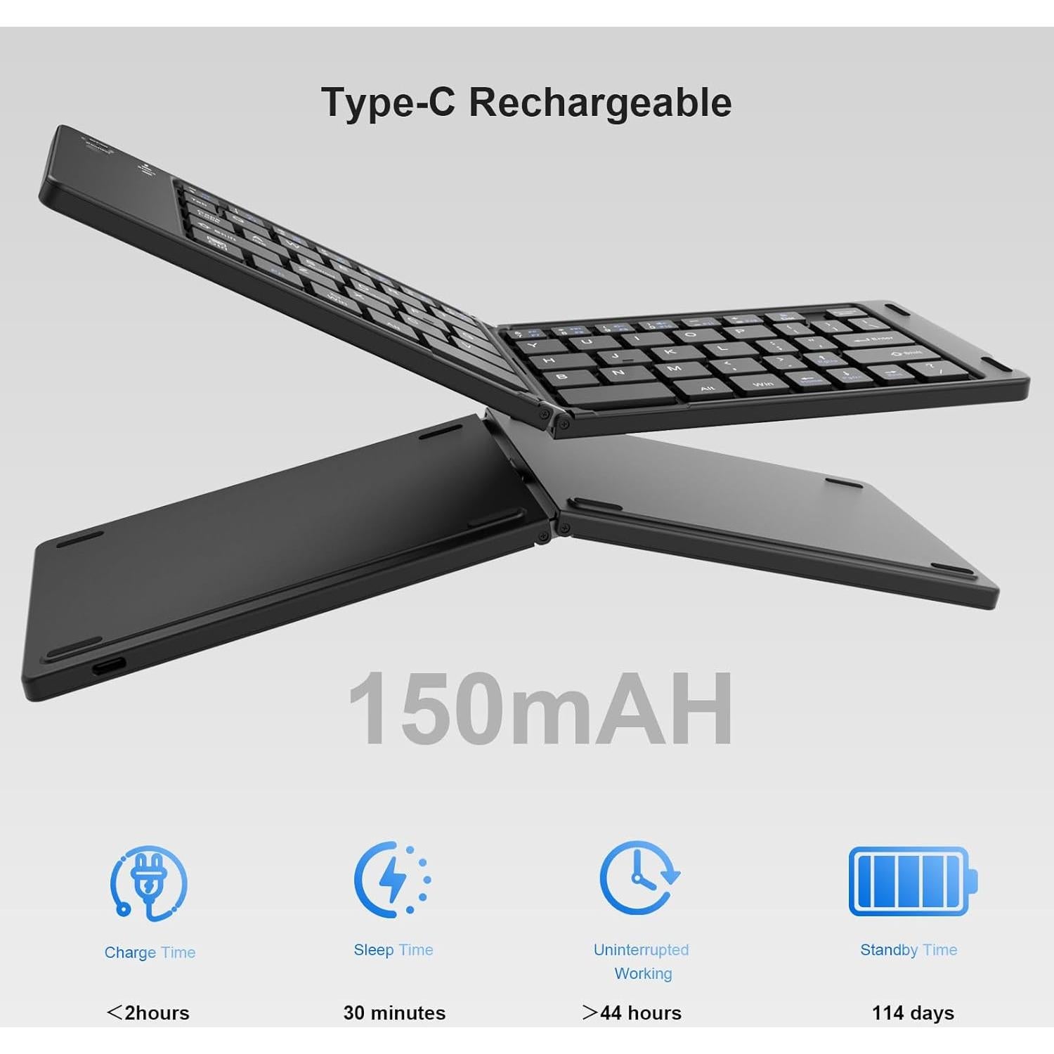 Teclado Bluetooth Plegable Riwezox Portátil Negro 156.9g