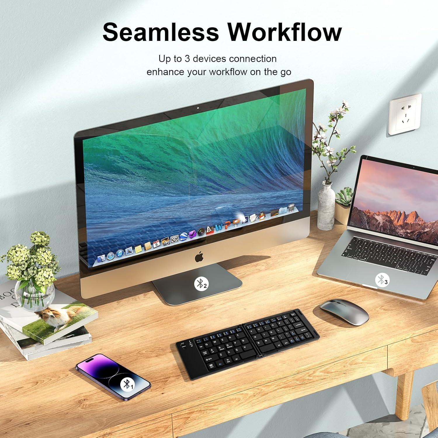 Teclado Bluetooth Plegable Riwezox Portátil Negro 156.9g