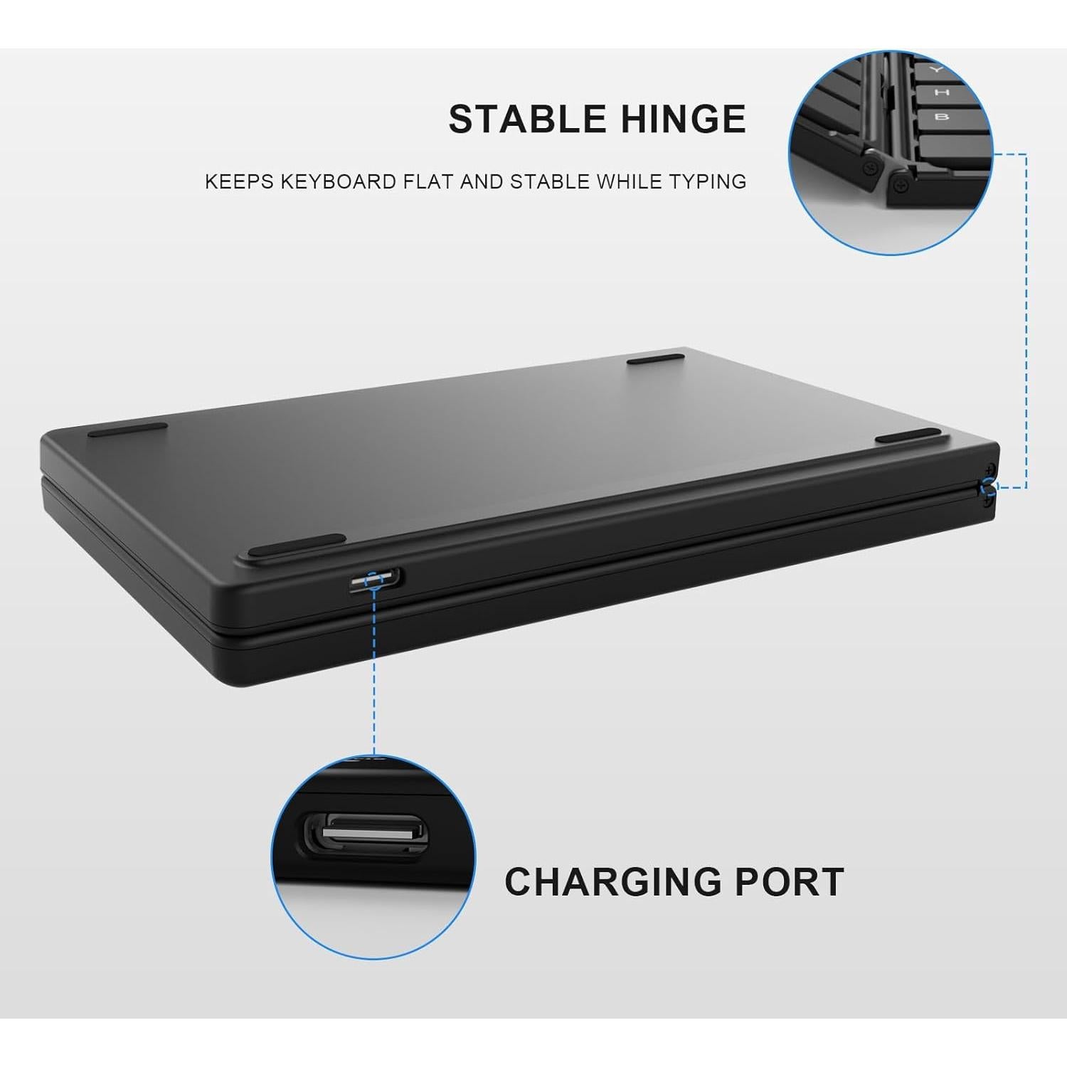 Teclado Bluetooth Plegable Riwezox Portátil Negro 156.9g