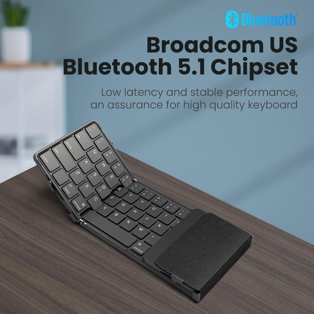 Blesid Foldable Bluetooth Keyboard with Number pad, Seamless, Ultra Light(8.3oz) Full Size Folding Wireless Keyboard with Numeric keypad, Windows, Mac OS, iOS, Android, Tablets, Laptops, PC