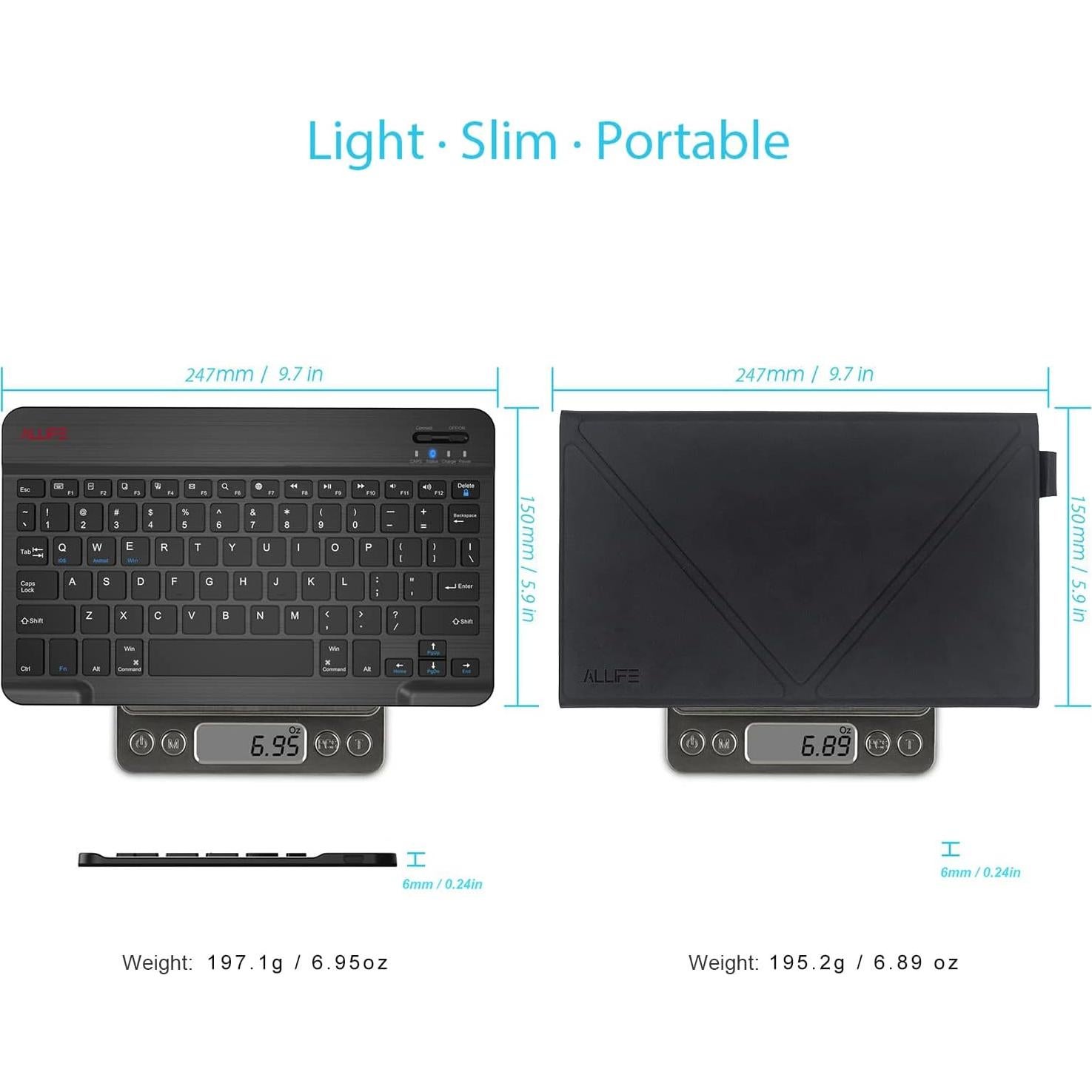 Teclado Bluetooth ALLIFE Ultra Ligero con Funda Soporte