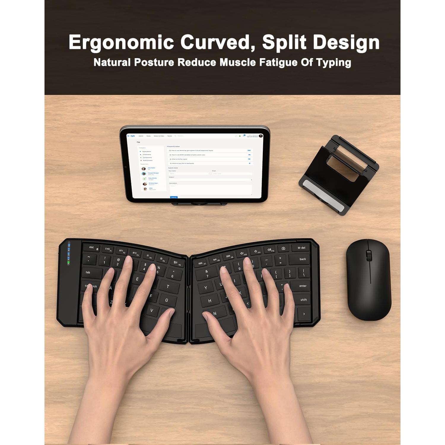 Teclado y Ratón Plegable Ergonómico EDJO Bluetooth 5.0