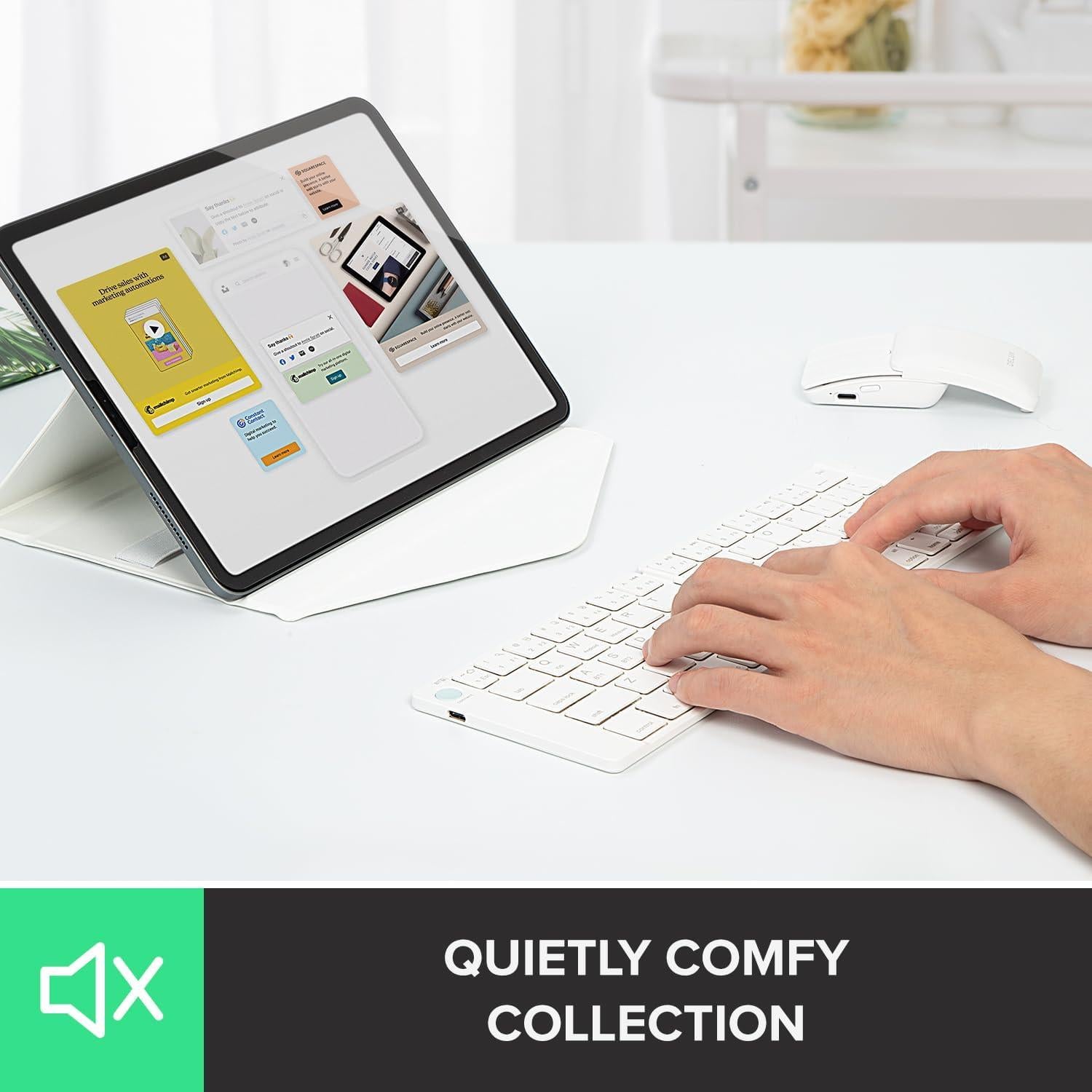 Teclado y Ratón Inalámbricos DeLUX PockCombo Blanco