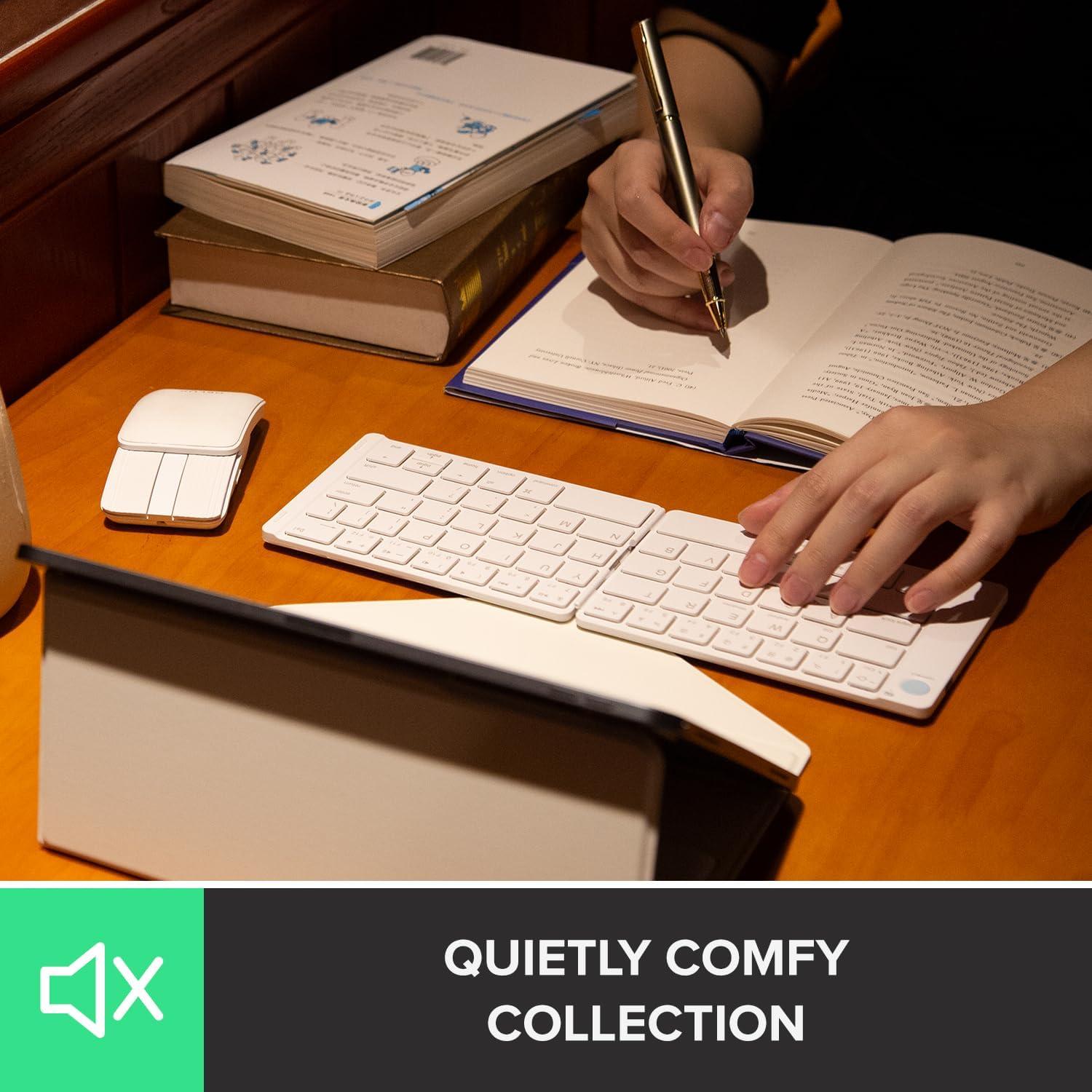 Teclado y Ratón Inalámbricos DeLUX PockCombo Blanco