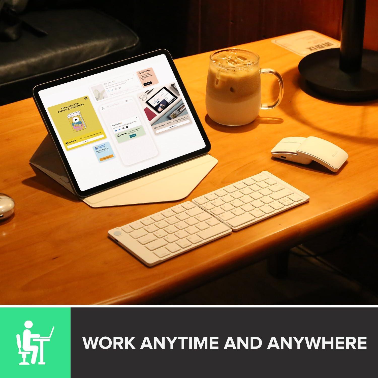 Teclado y Ratón Inalámbricos DeLUX PockCombo Blanco