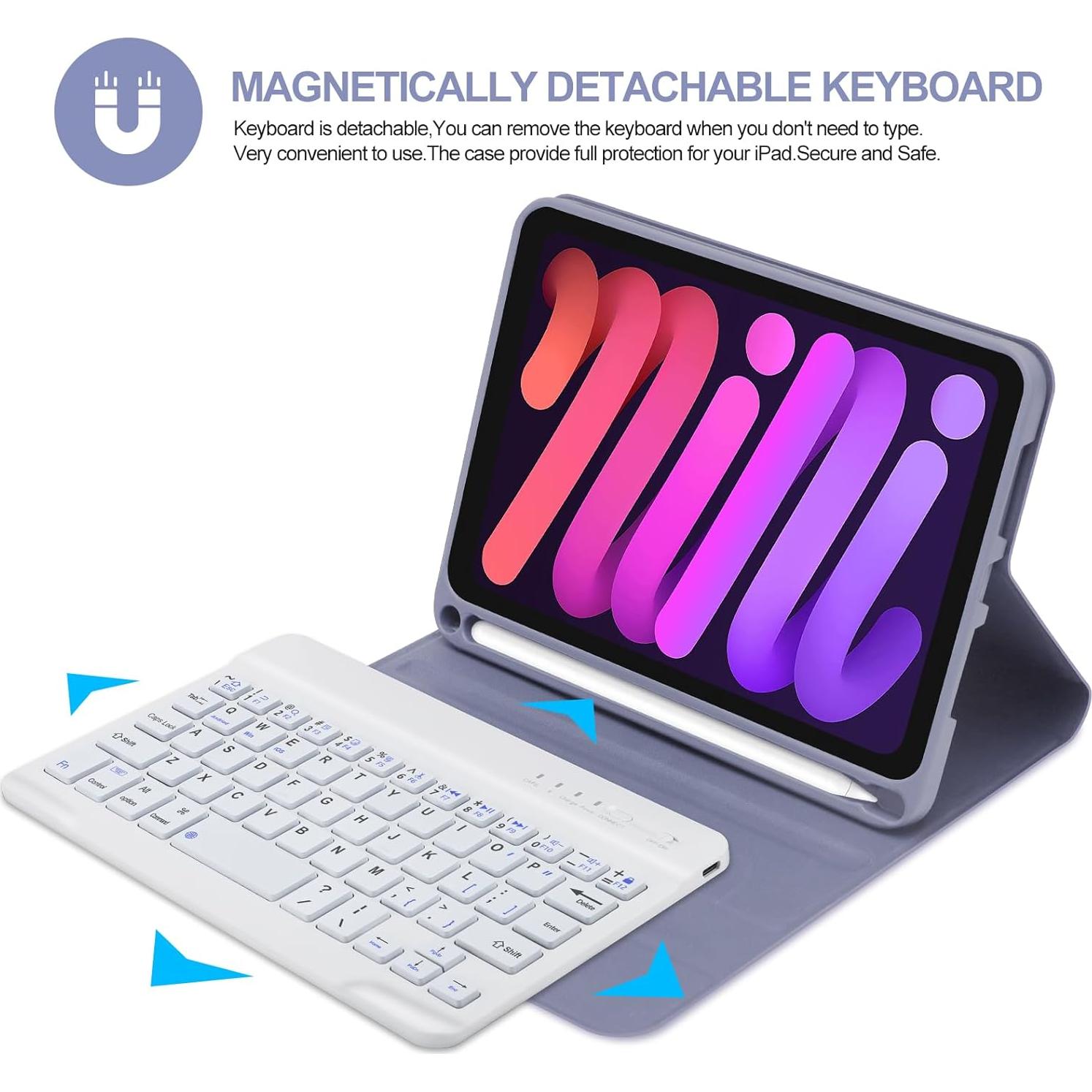 Funda Teclado Boriyuan para iPad Mini 6 2021 8.3" Lavanda