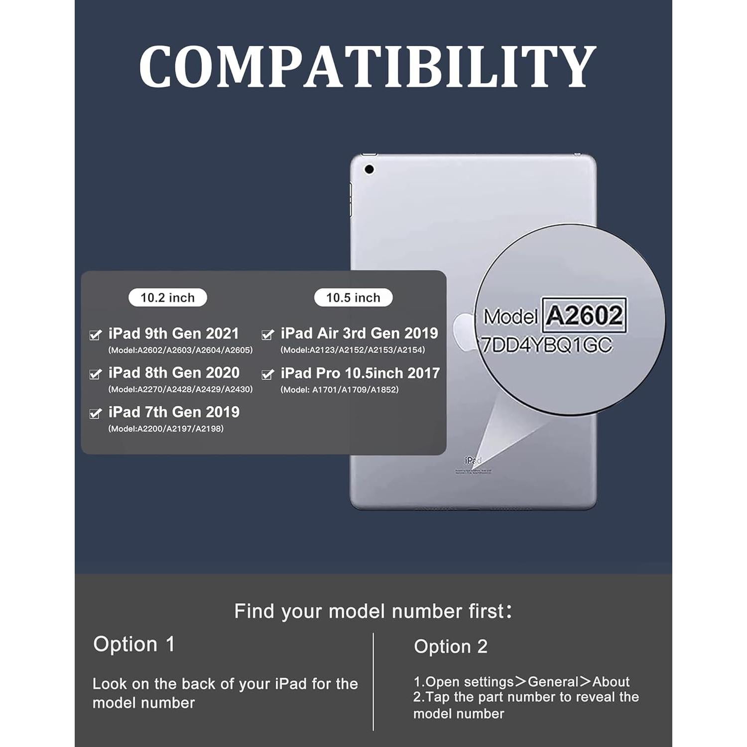 Funda D DINGRICH con teclado para iPad 10.2 9ª/8ª/7ª gen