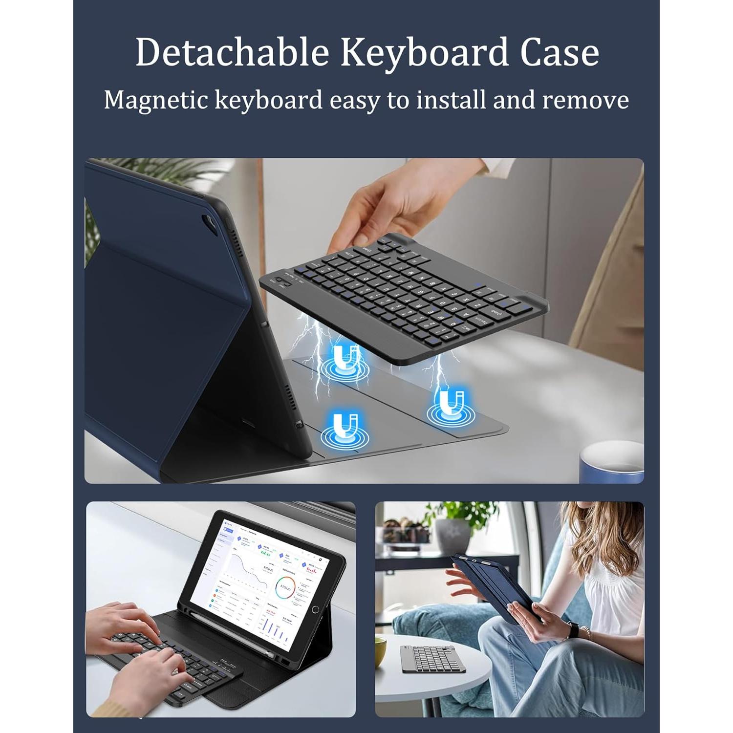 Funda D DINGRICH con teclado para iPad 10.2 9ª/8ª/7ª gen
