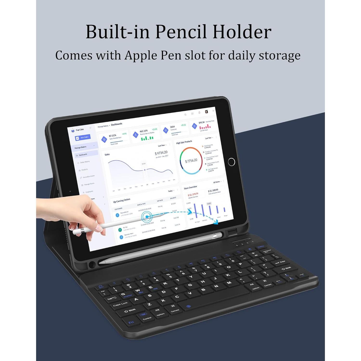 Funda D DINGRICH con teclado para iPad 10.2 9ª/8ª/7ª gen