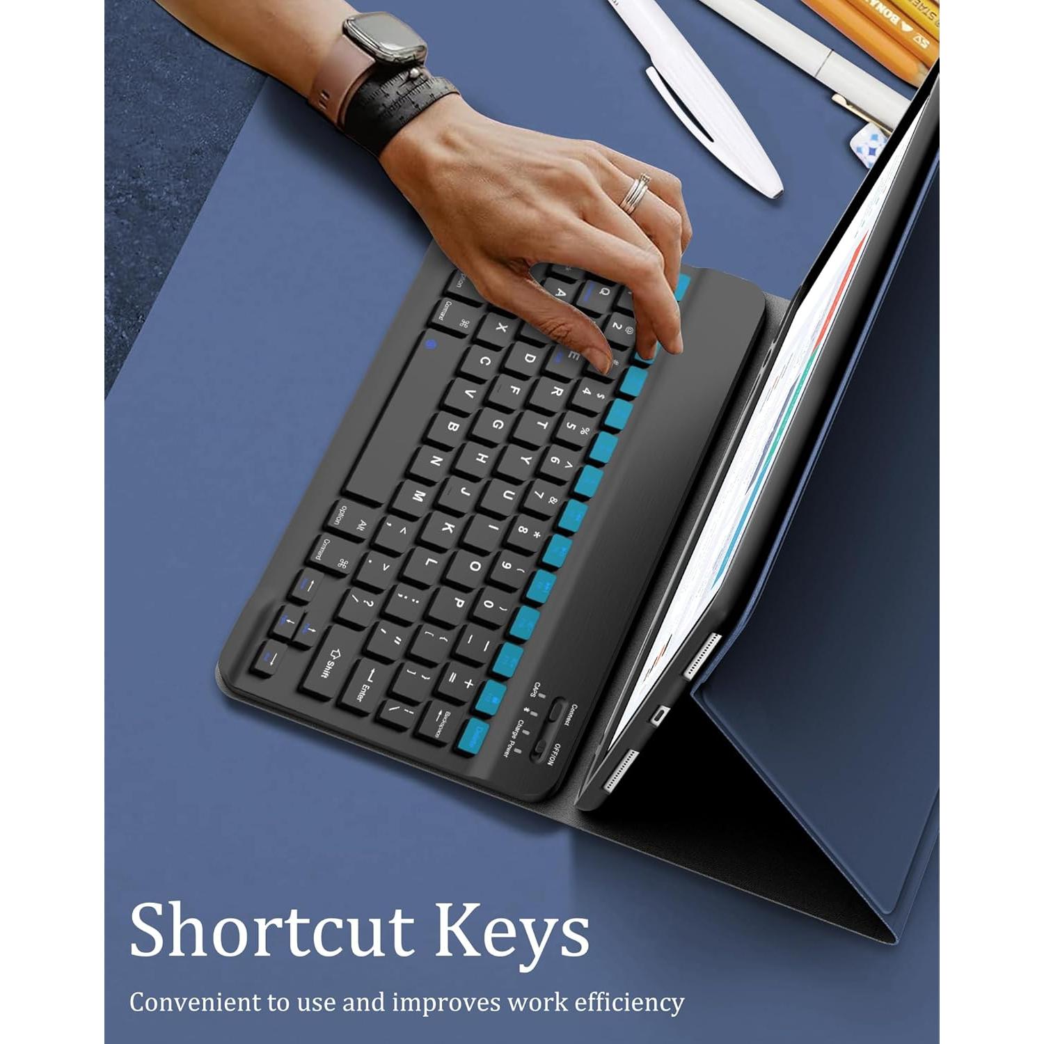 Funda D DINGRICH con teclado para iPad 10.2 9ª/8ª/7ª gen