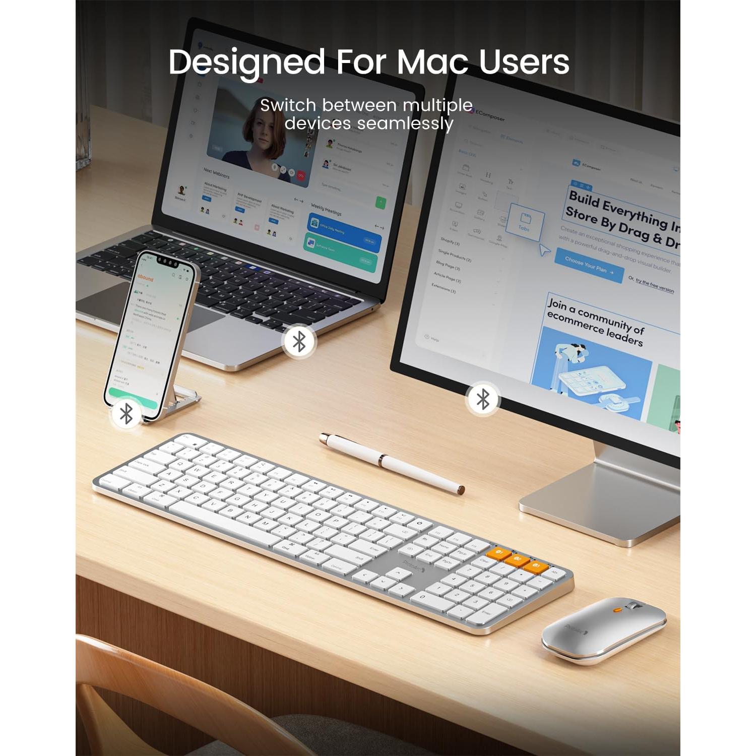 Teclado y Ratón Bluetooth ProtoArc KM100-A para Mac