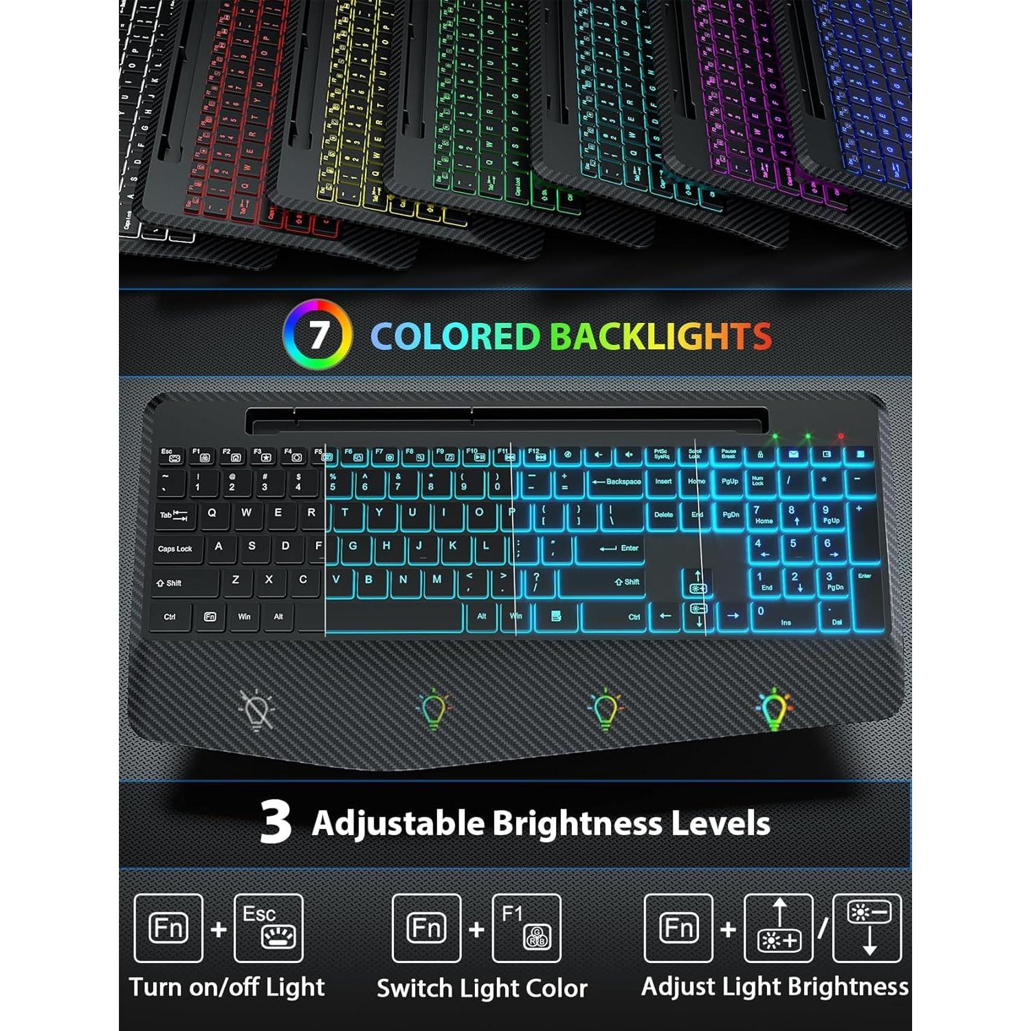 Combo Teclado y Ratón Inalámbricos SABLUTE Negro Ergonómico