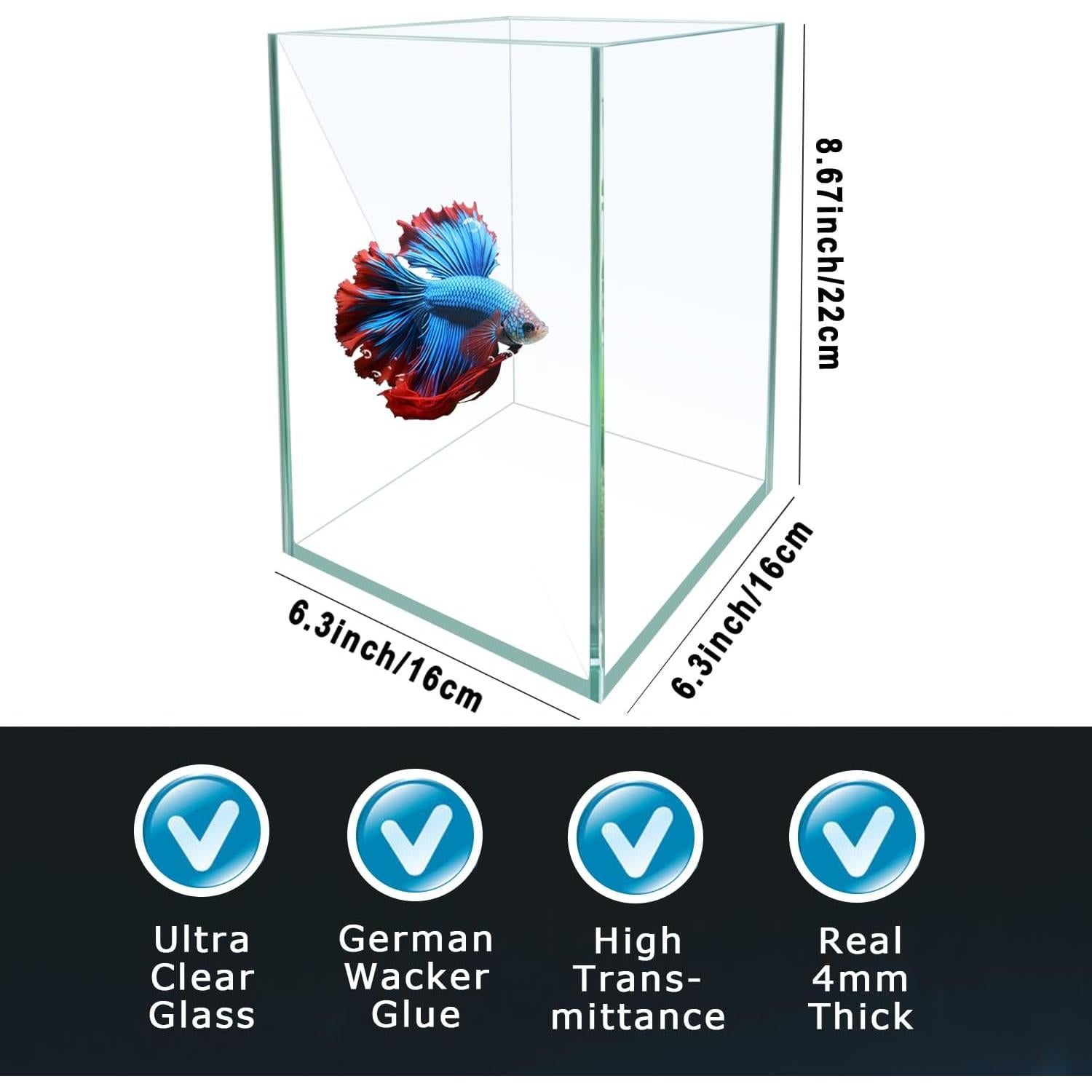 Acuario de Vidrio iPriro 1.5 Galones con Luz LED y Filtro