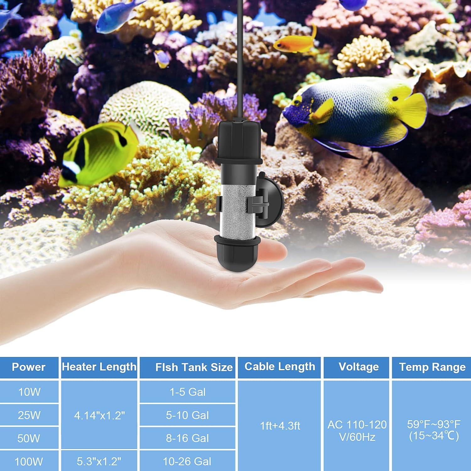 Calentador de Acuario Hygger 10W Sumergible con Pantalla LED