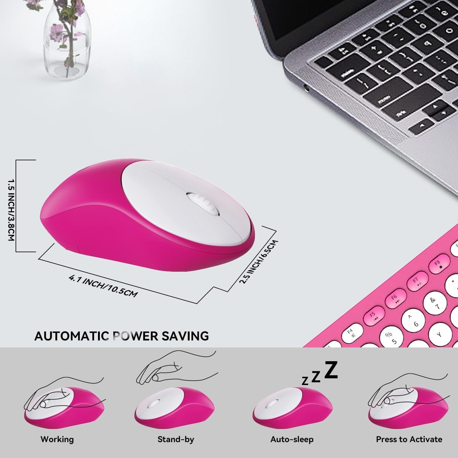 Conjunto Teclado y Ratón Inalámbrico TKVPJYYI Rojo Rosa