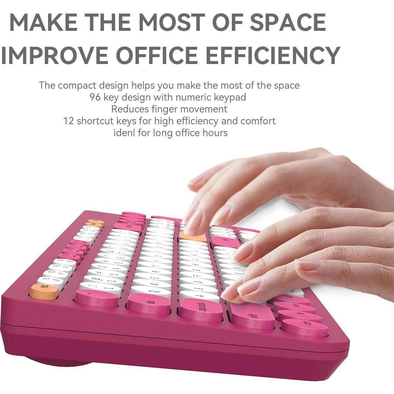 Conjunto Teclado y Ratón Inalámbrico TKVPJYYI Rojo Rosa