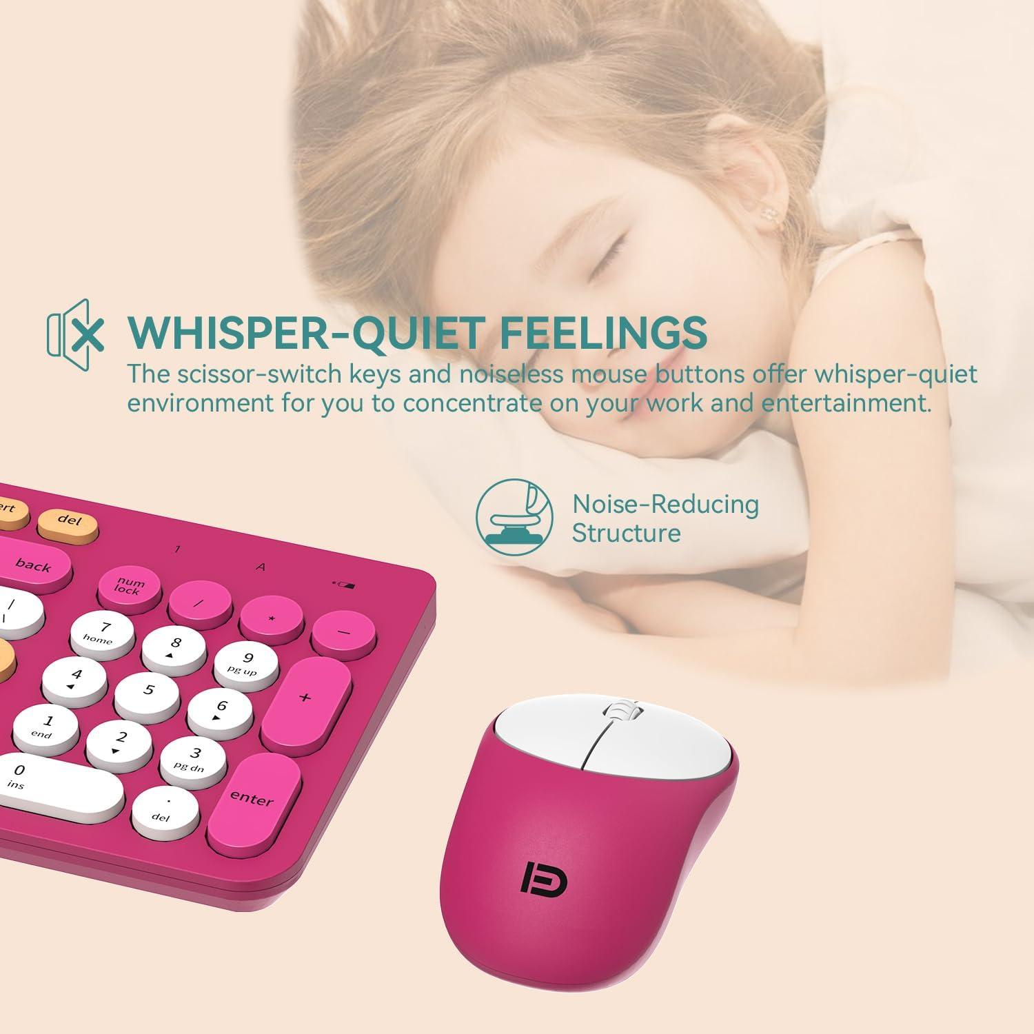 Conjunto Teclado y Ratón Inalámbrico TKVPJYYI Rojo Rosa