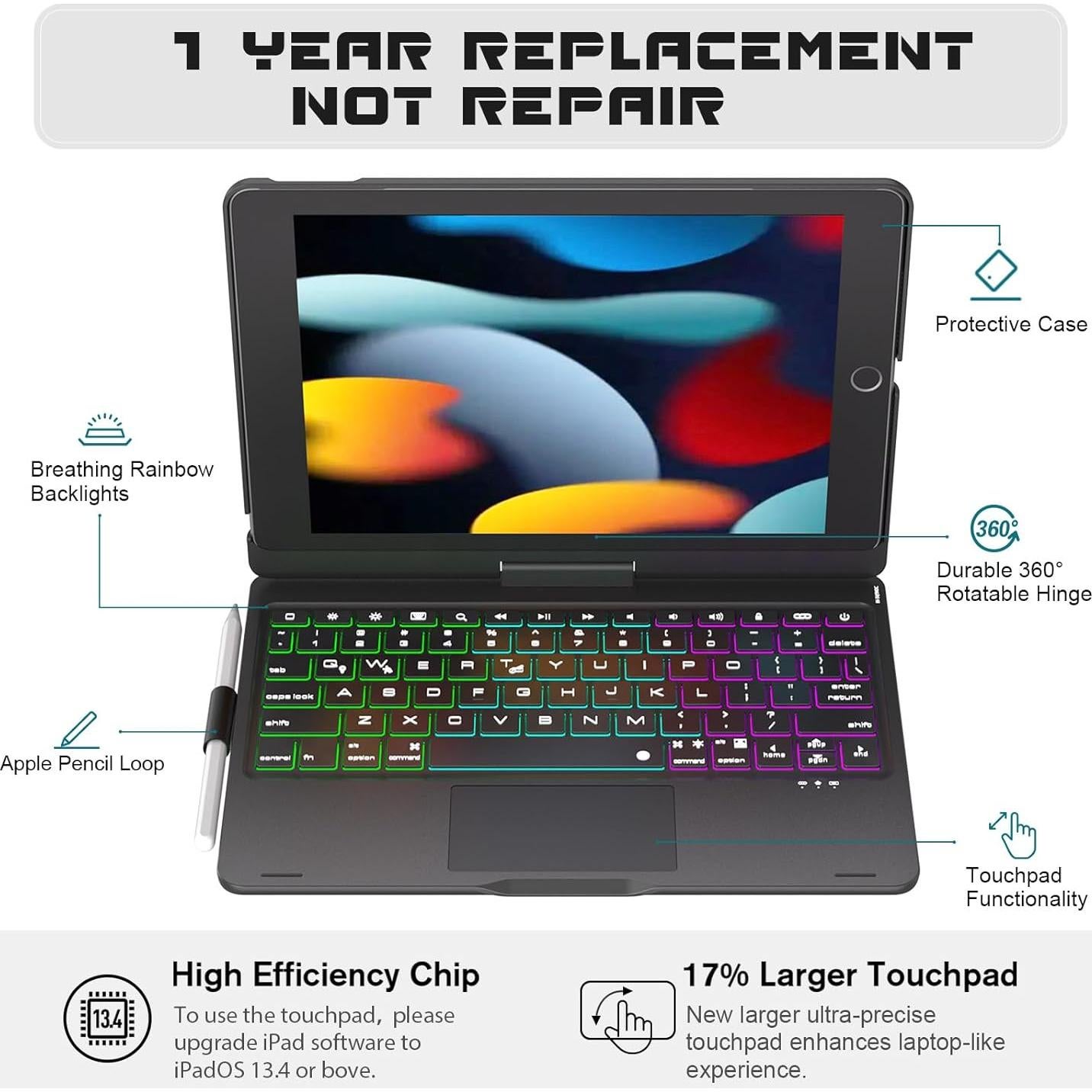 Funda Teclado BABG iPad 9ª Gen 10.2" Retroiluminada