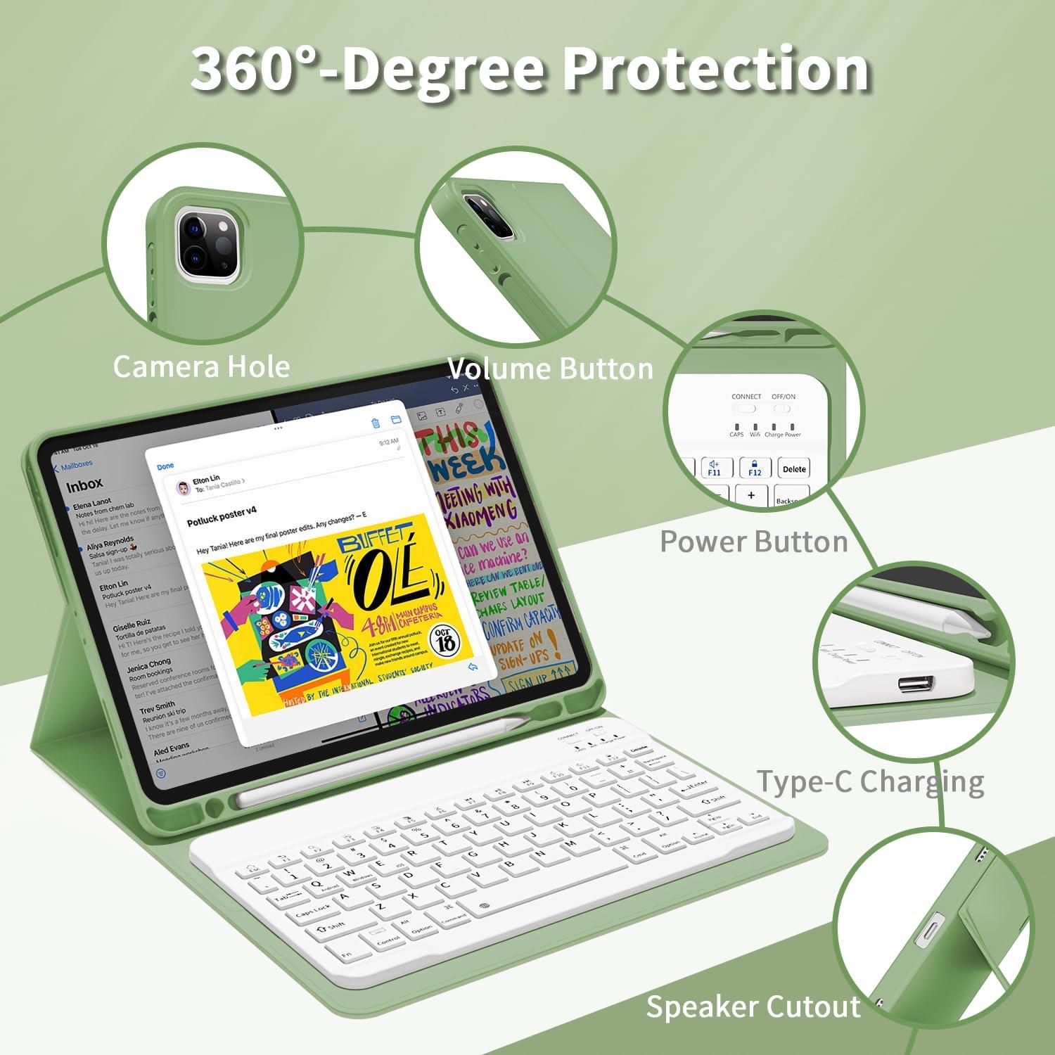 Funda Teclado Bluetooth GKABXY para iPad Pro 11" Matcha