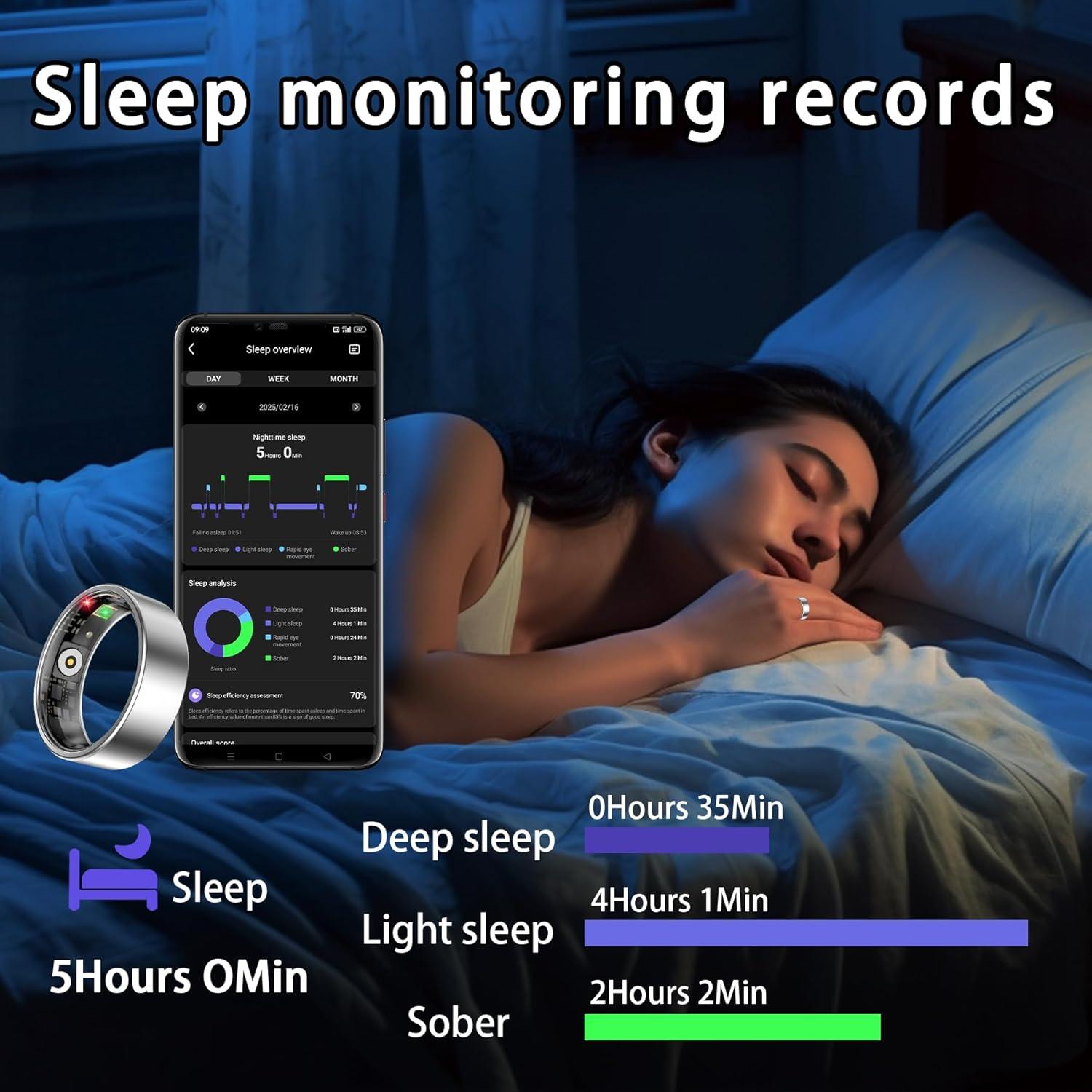 Anillo Inteligente Amwentu Plata #8 Monitoreo Salud Fitness