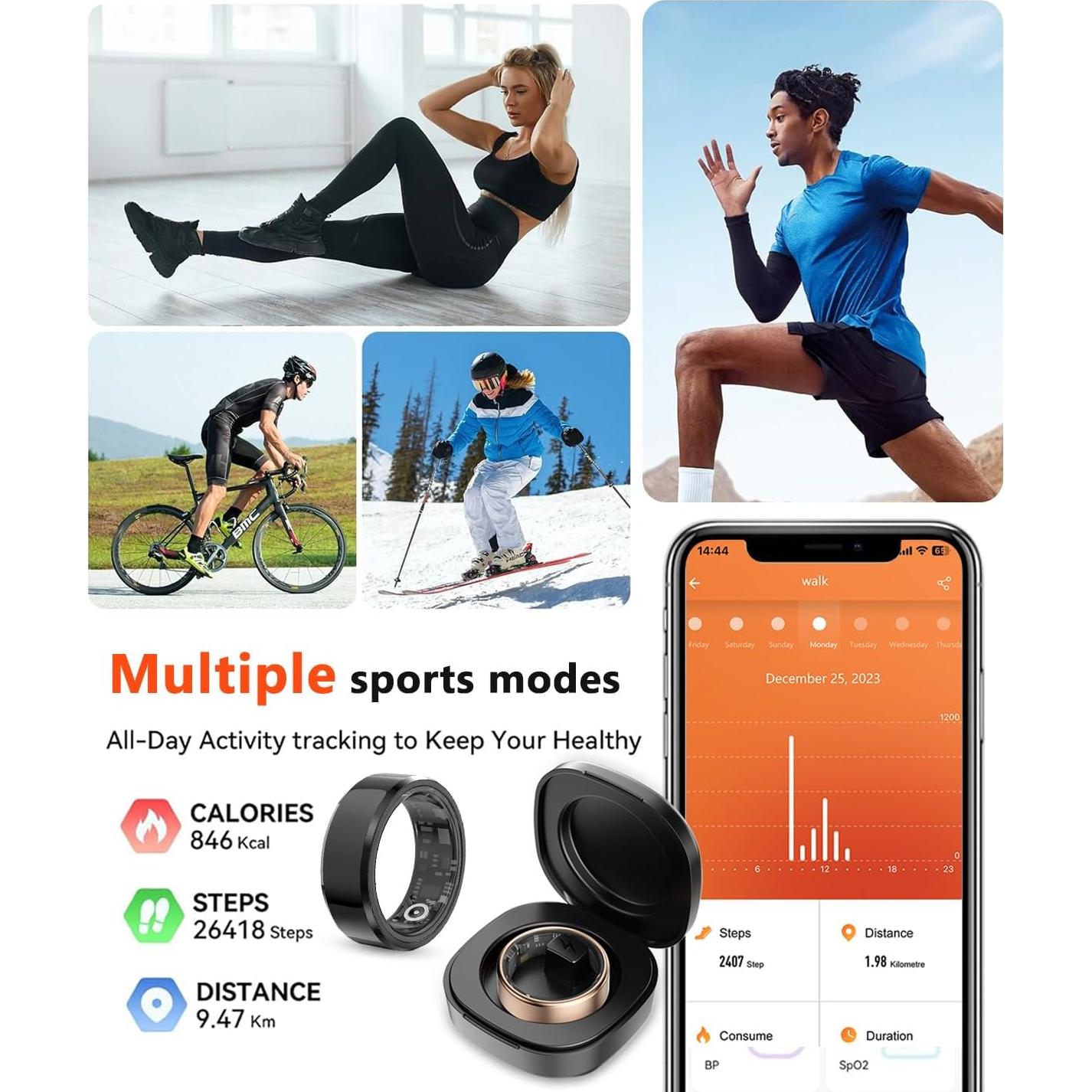 Anillo Inteligente VNEXFU Fitness Salud IP68 Negro T.7