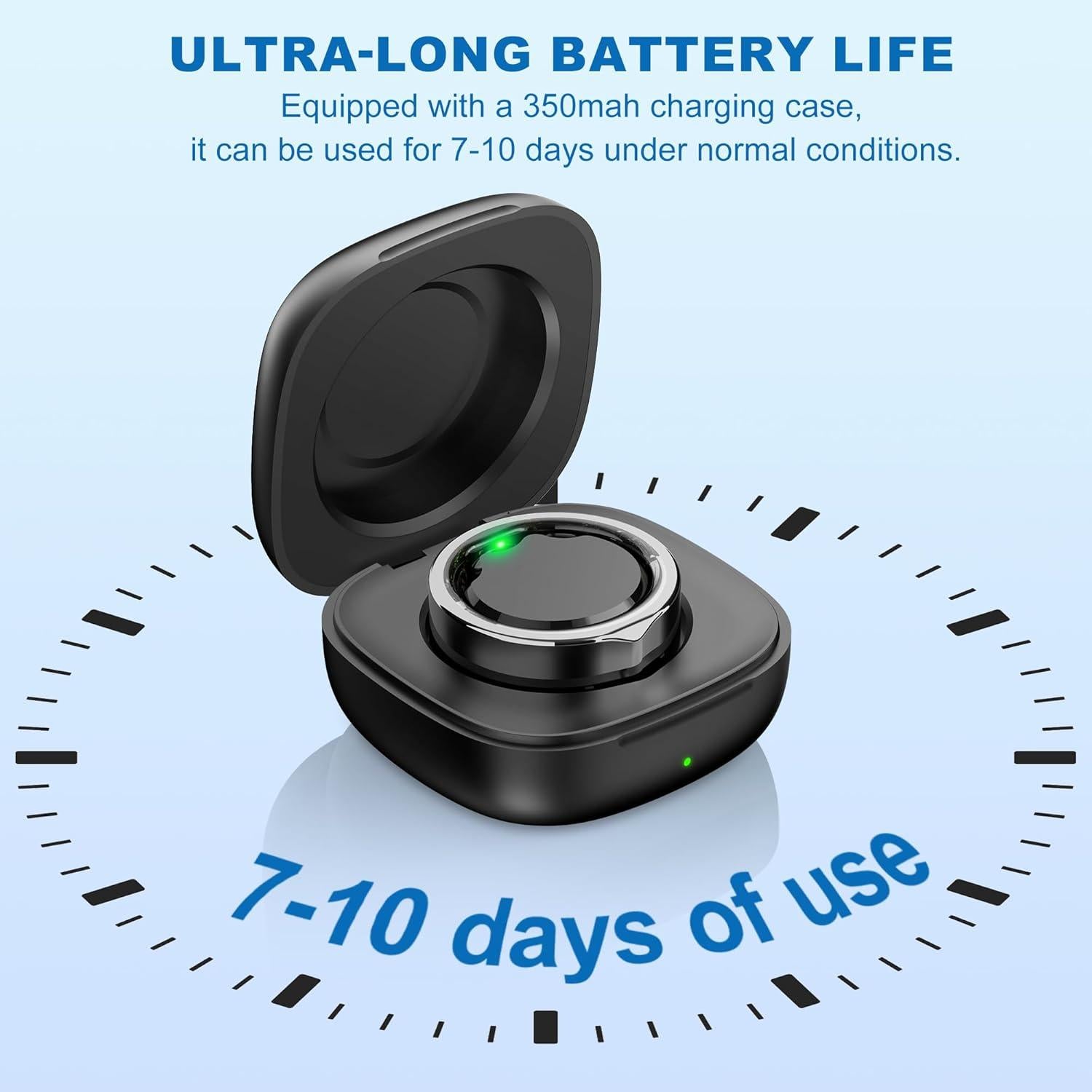 Anillo Inteligente SEEKZERO Negro Tamaño 9 Monitoreo Salud