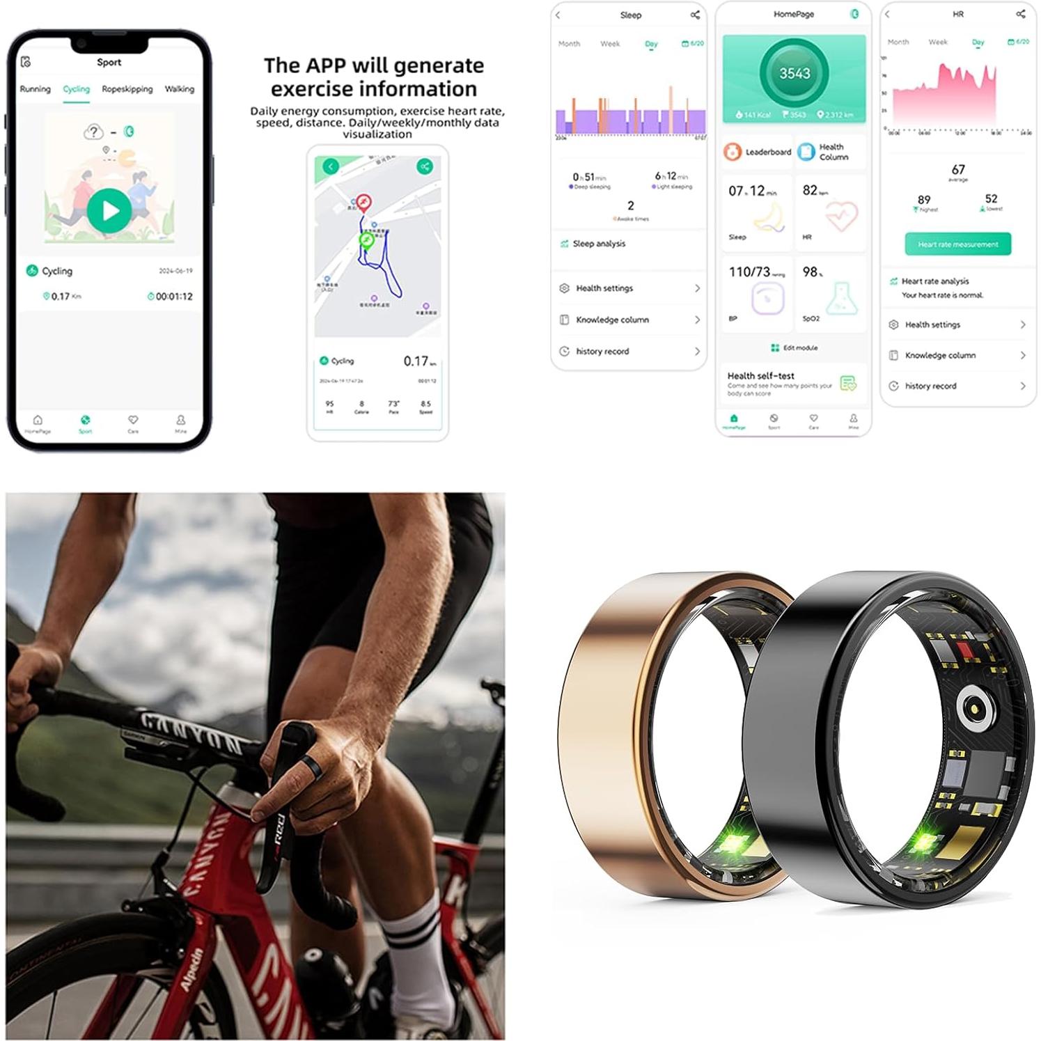 Anillo Inteligente HitTopss Oro 10# Monitoreo Fitness Salud