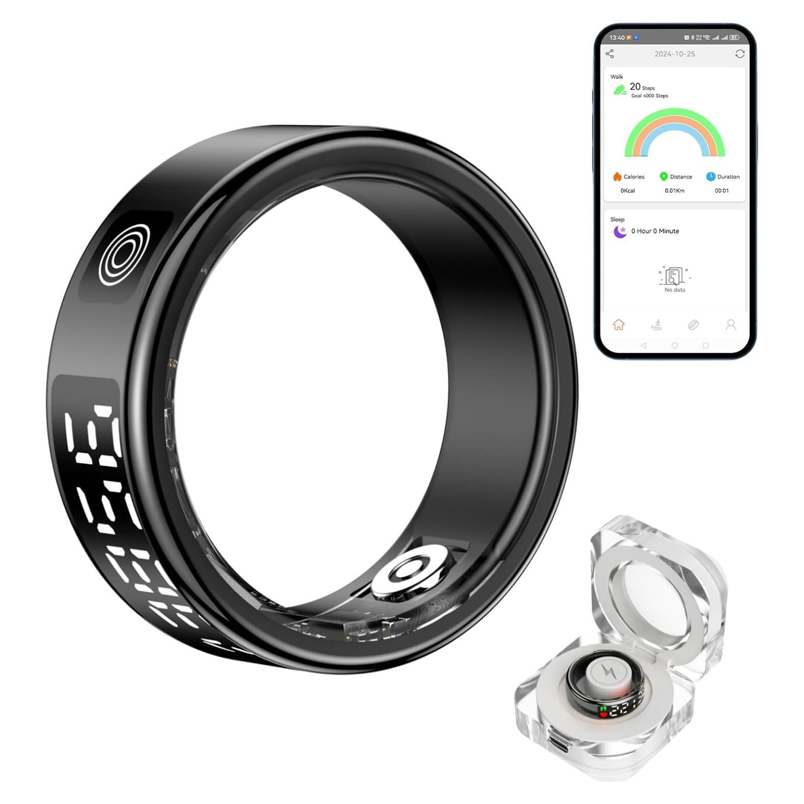 Anillo Inteligente Sqrutri Negro 9 - IP68, Sueño, Oxígeno, Pulsaciones