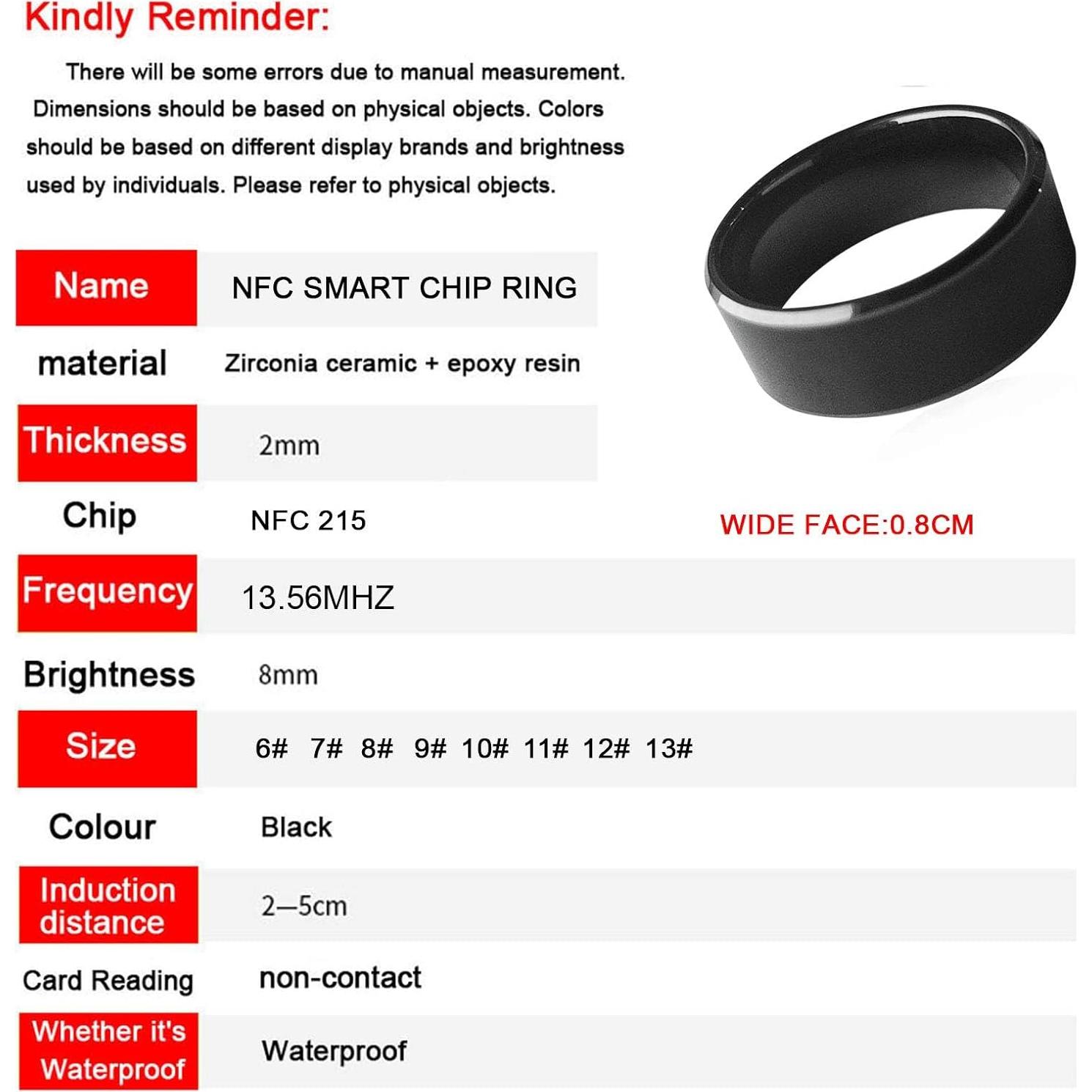 Anillo NFC HECERE Cerámico Impermeable 8mm para Android