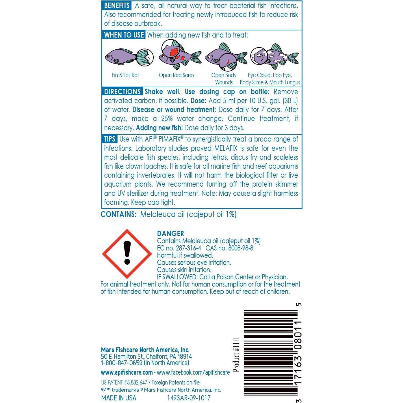 API MELAFIX 240 ml Remedio Infecciones Bacterianas Peces
