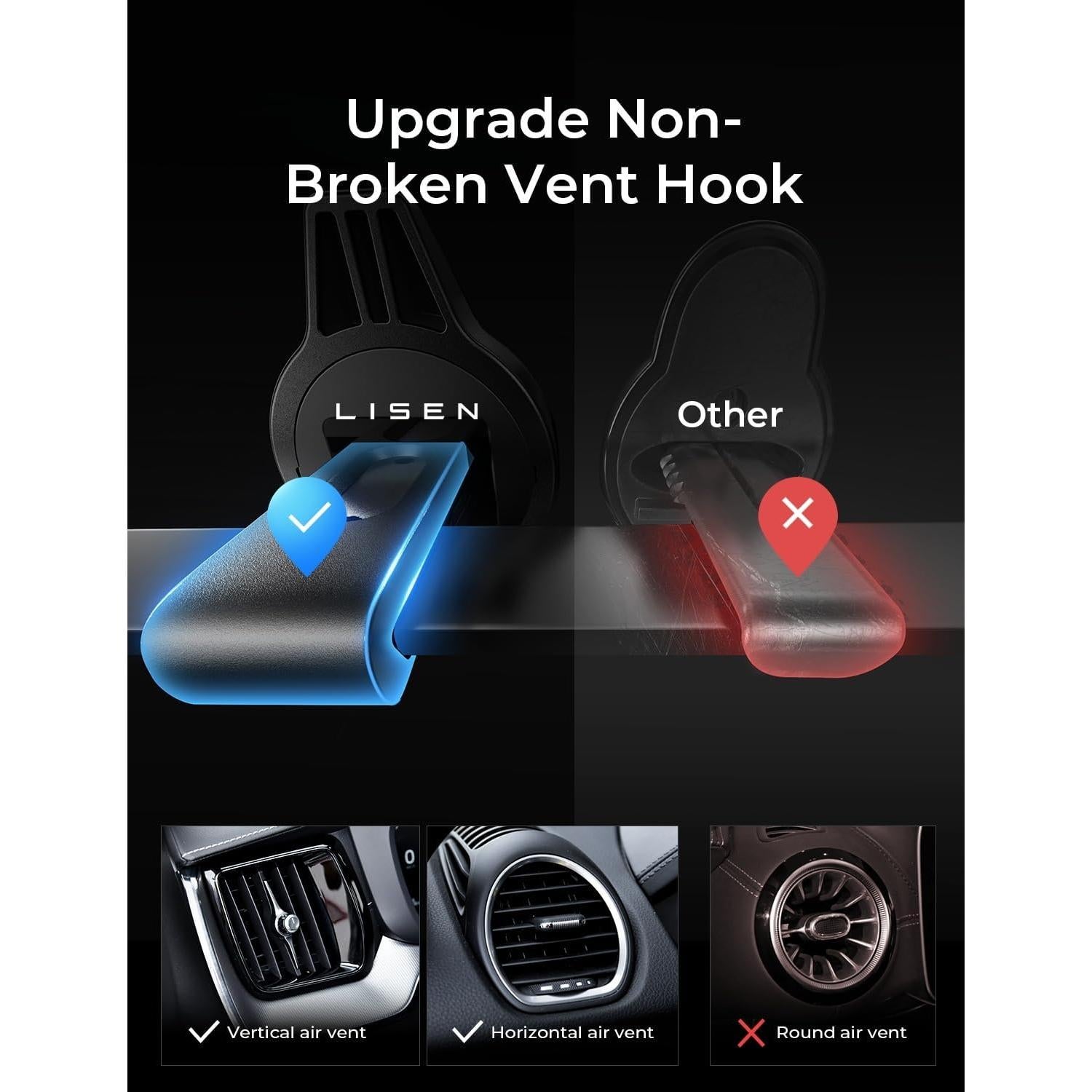 Soporte Magnético para Auto MagSafe LISEN 2 Pack Negro