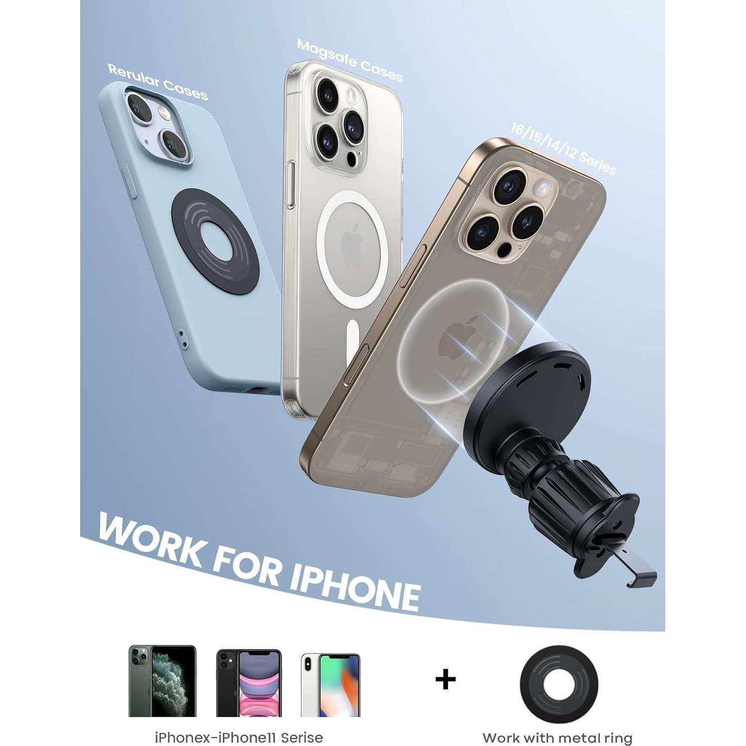 Soporte Cargador Auto Lamicall MagSafe 15W Negro