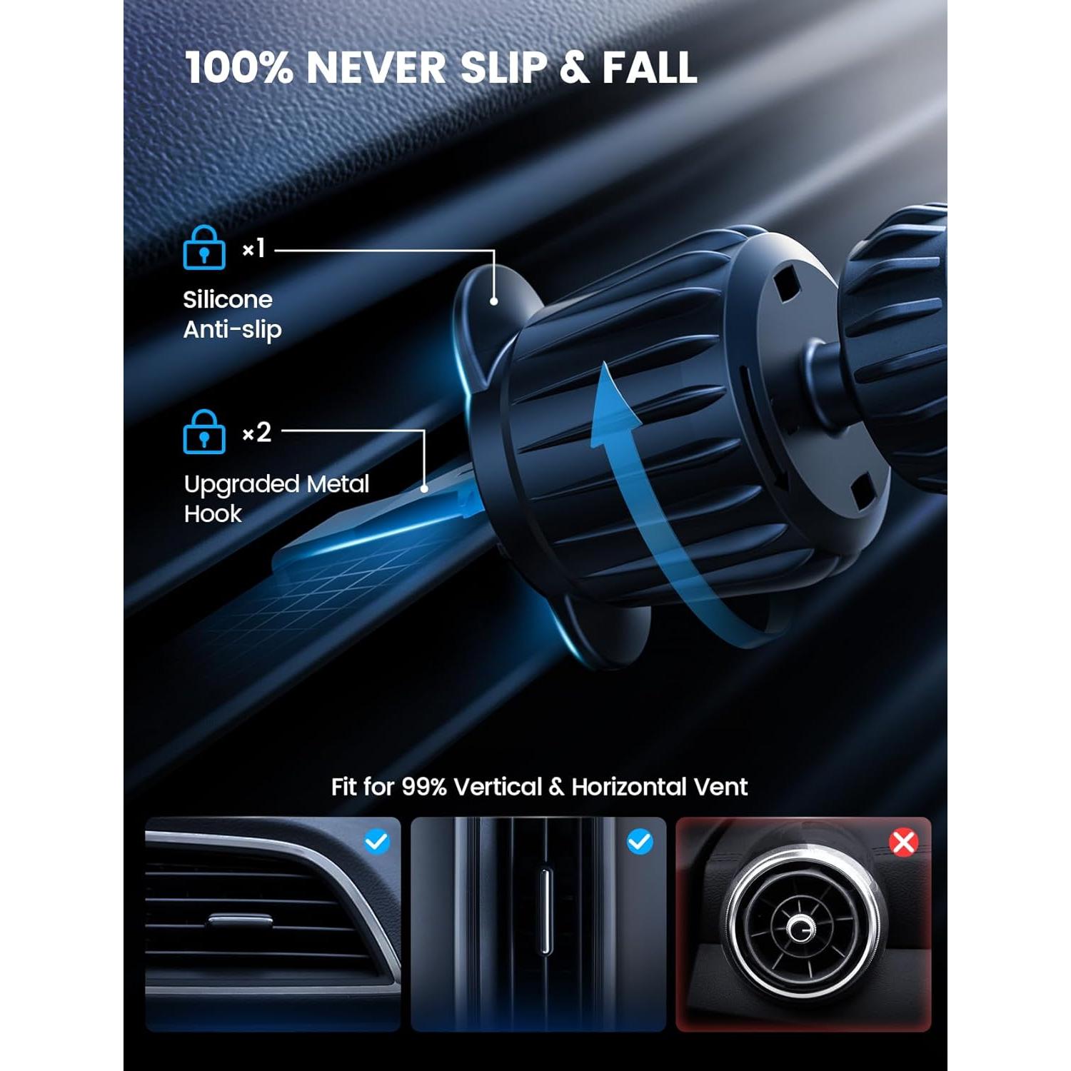 Soporte Cargador Auto Lamicall MagSafe 15W Negro