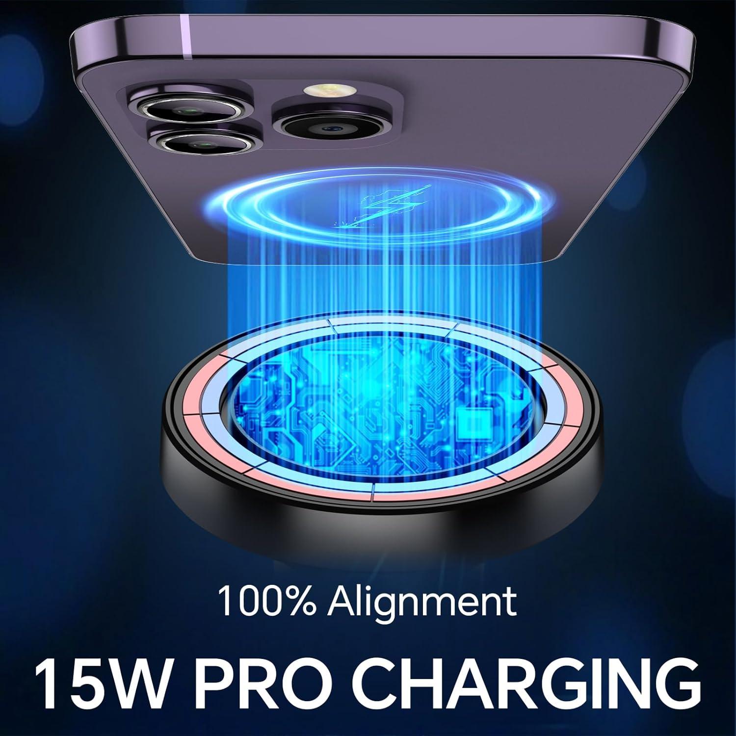 Cargador Inalámbrico MagSafe Kaistyle 15W para Auto - Soporte 2 en 1