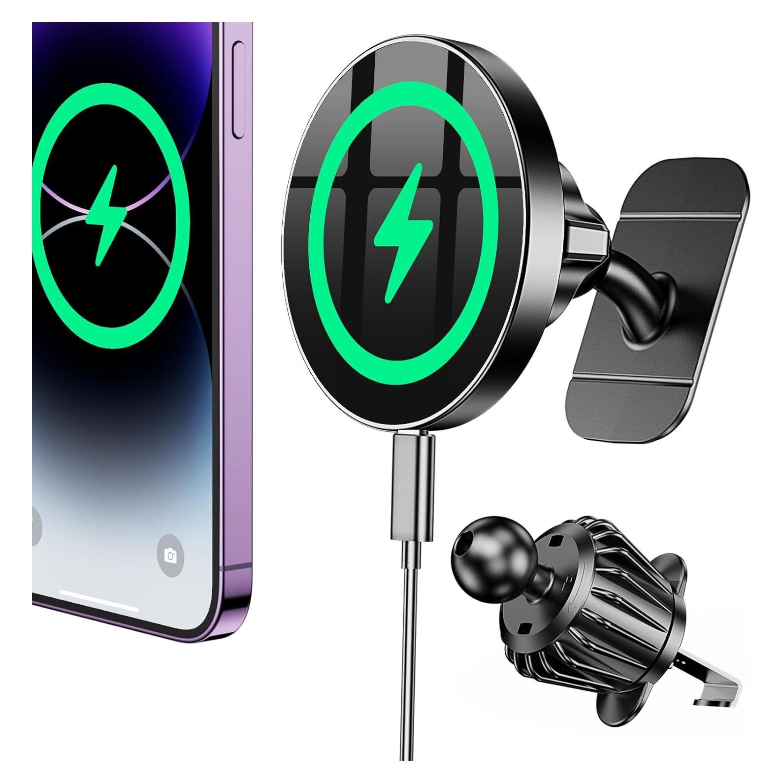 Soporte Cargador Inalámbrico Coolpow MagSafe 15W Negro