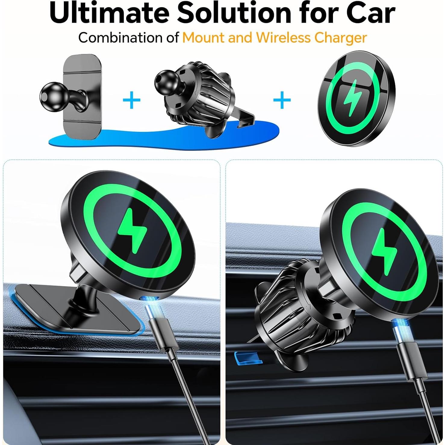 Soporte Cargador Inalámbrico Coolpow MagSafe 15W Negro