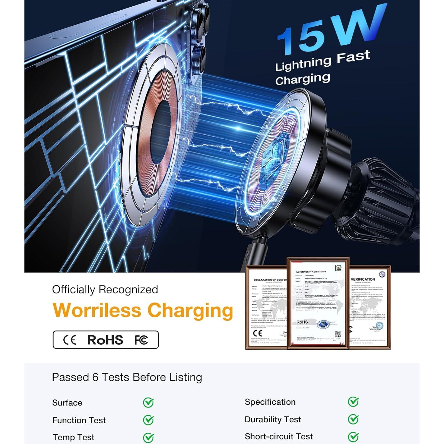 Soporte Cargador Inalámbrico Coolpow MagSafe 15W Negro