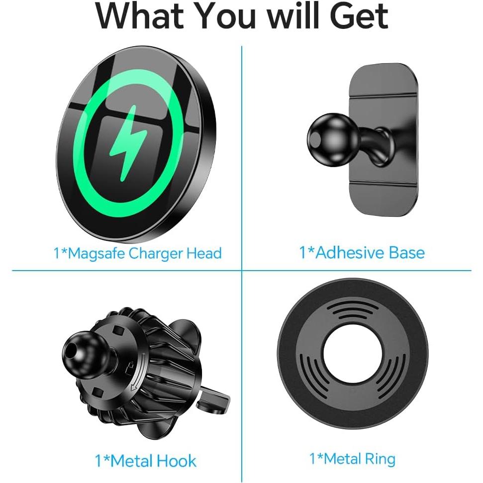 Soporte Cargador Inalámbrico Coolpow MagSafe 15W Negro