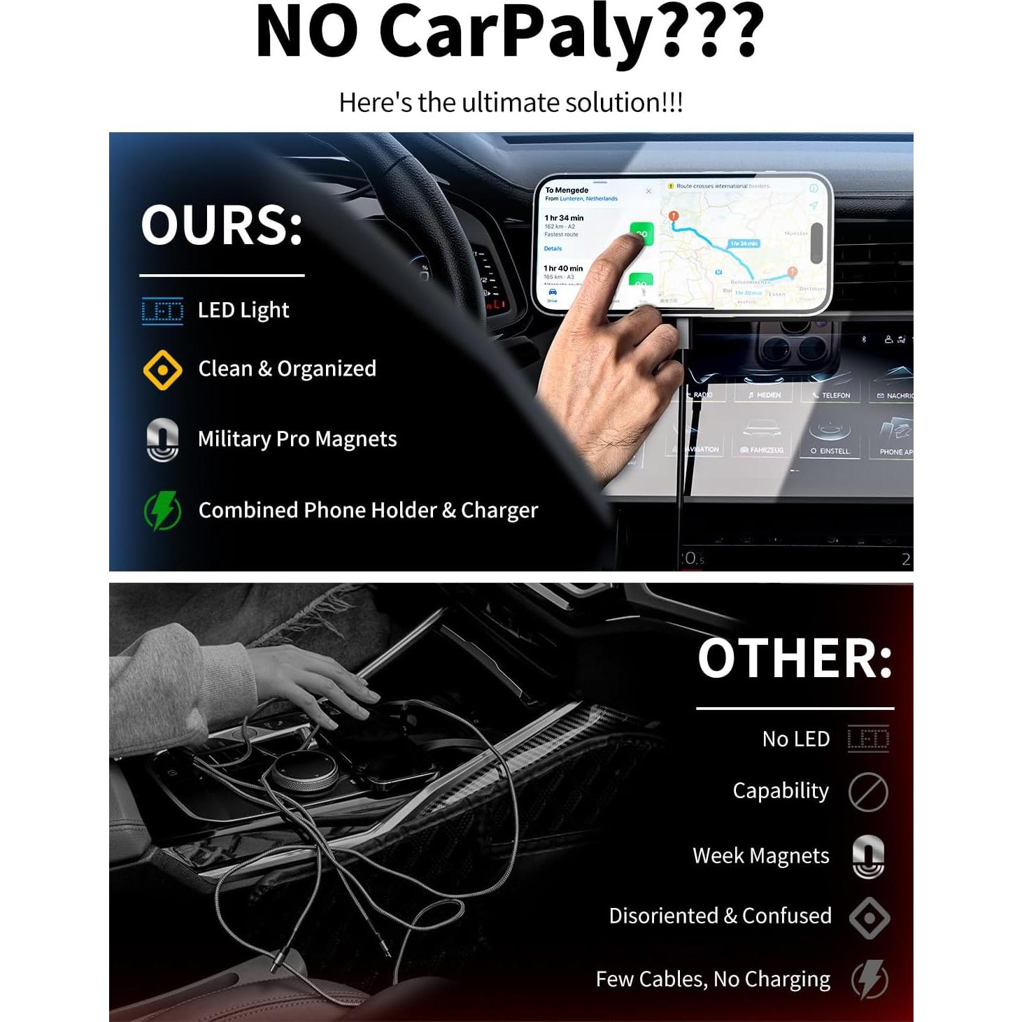 Cargador Inalámbrico para Coche MagSafe Bokilino 15W