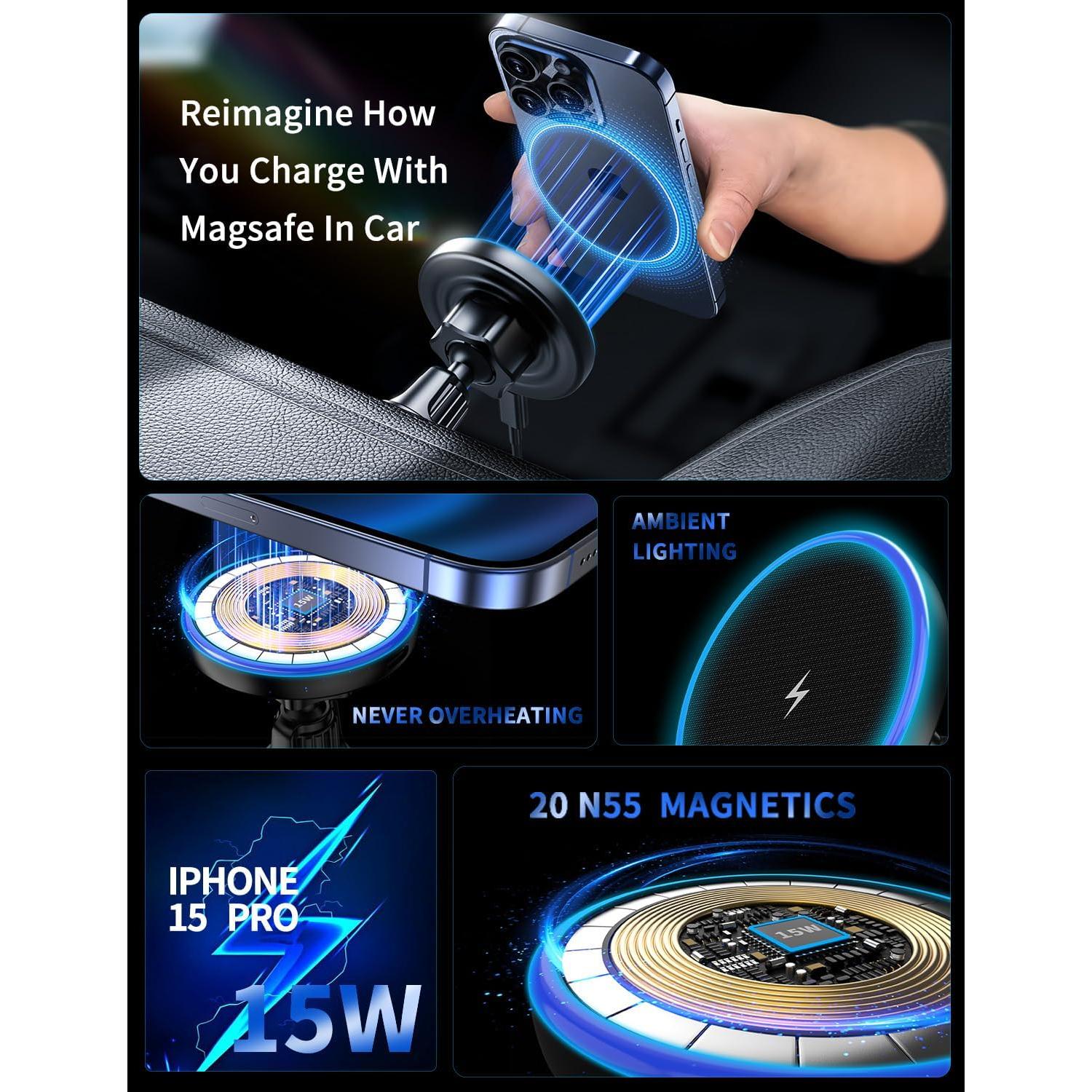 Cargador Inalámbrico para Coche MagSafe Bokilino 15W