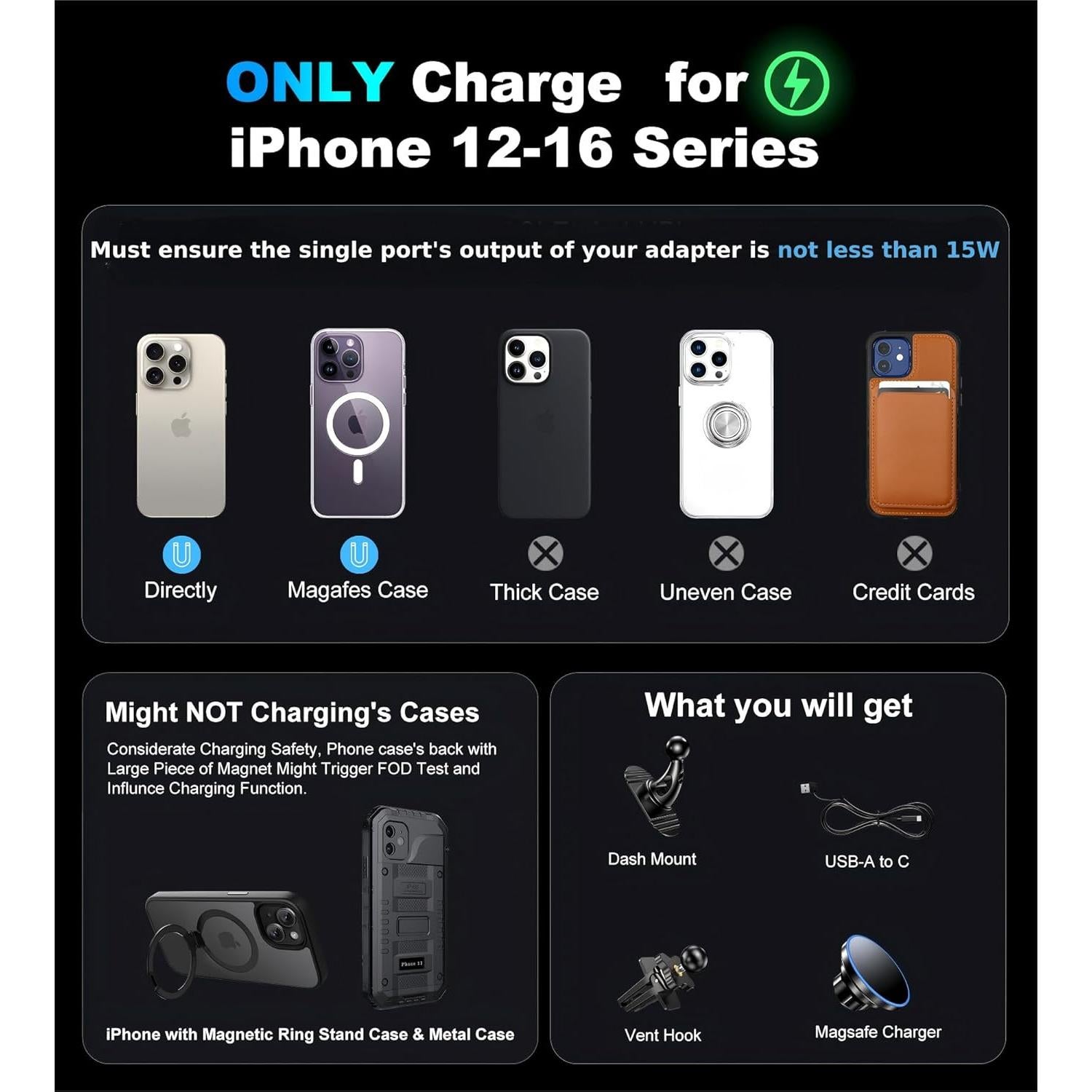 Soporte Cargador Inalámbrico Magsafe para iPhone 12-16