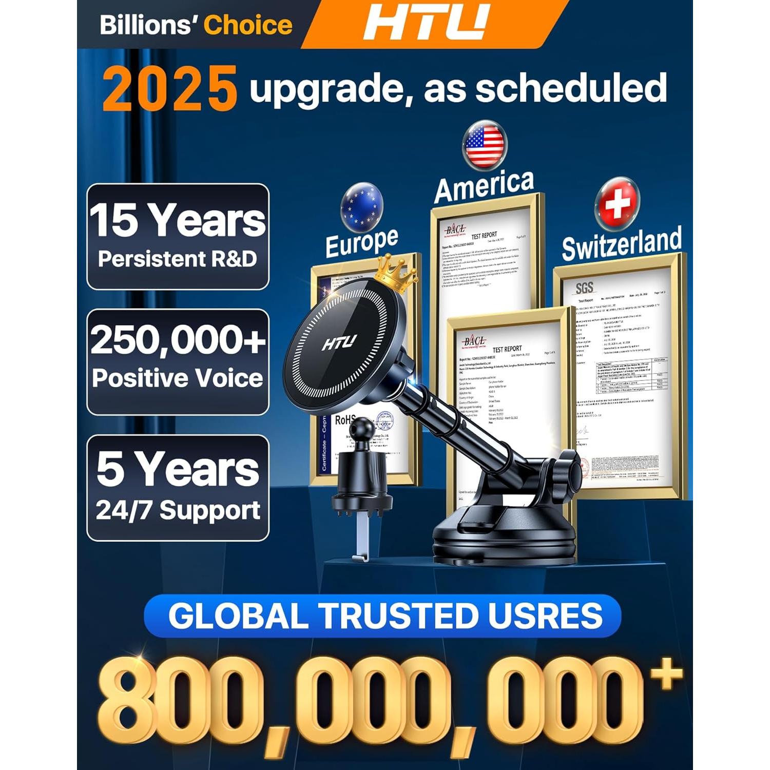 Soporte Magnético para Coche HTU 2025, 80LBS, Negro