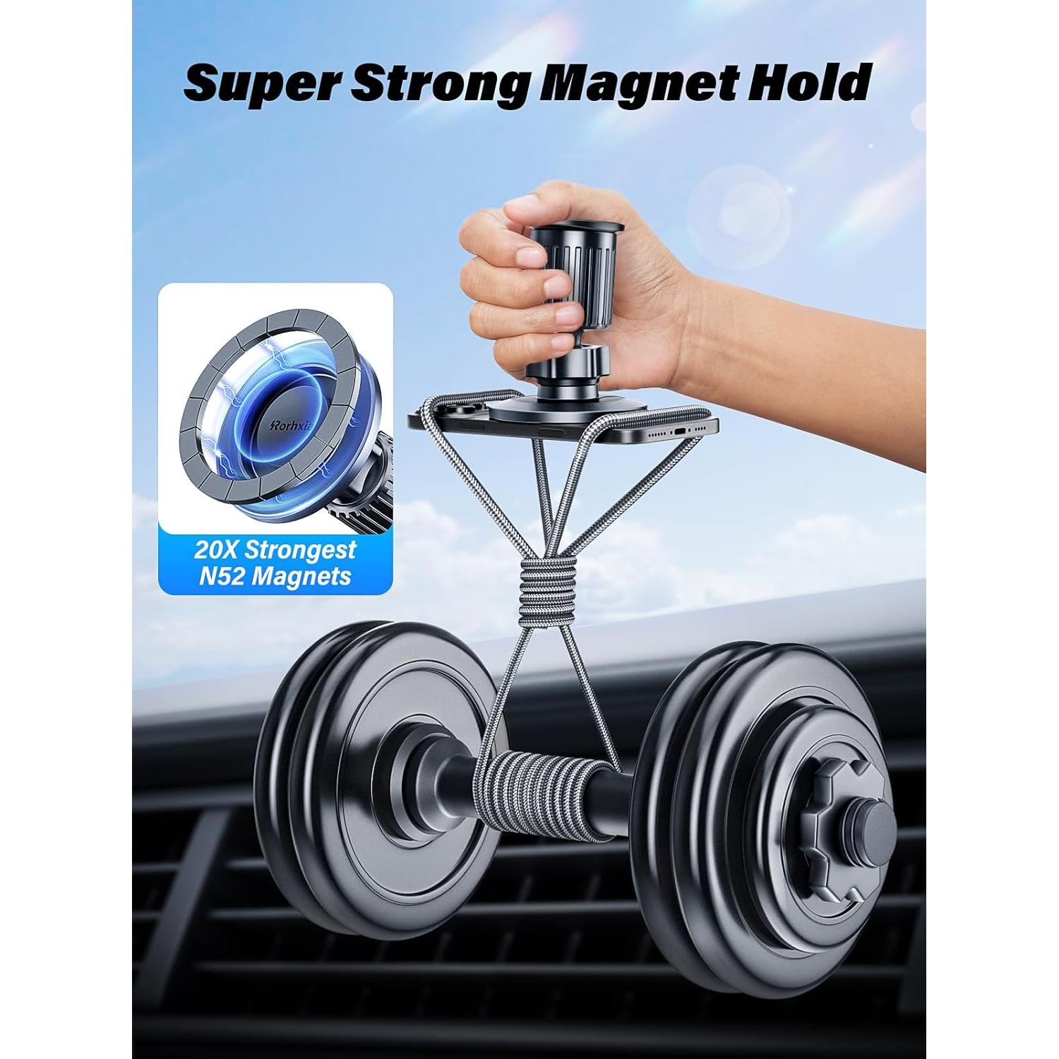 Soporte Magnético para Teléfono Auto Rorhxia Negro Grado Militar