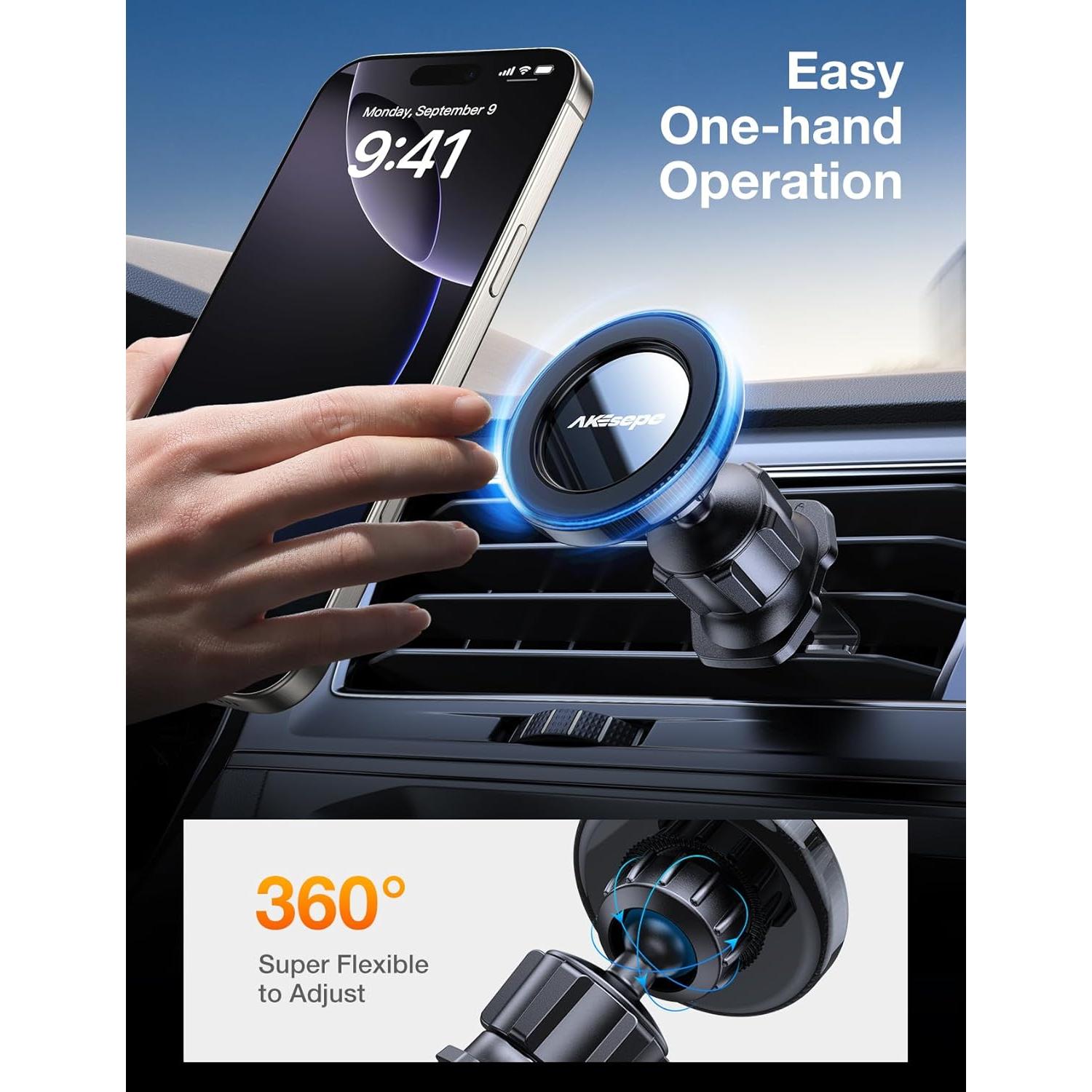 Soporte de Coche MagSafe AKESEPE para iPhone 16/15/14/13