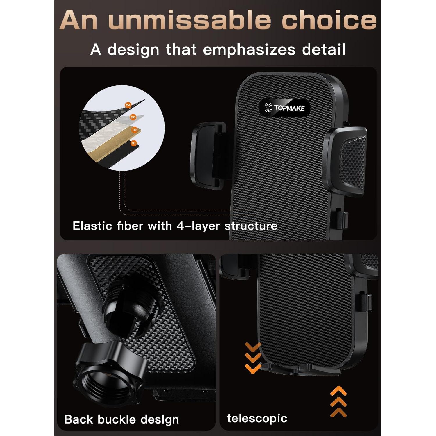 Soporte para Teléfono de Coche Topmake S222A 3 en 1 Negro