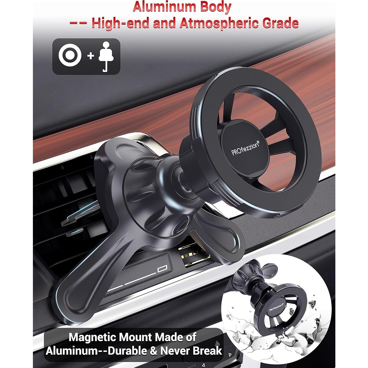 Soporte Magnético para Auto PROfezzion Aluminio 360°