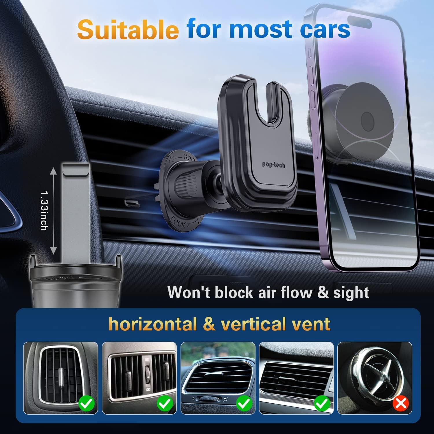Soporte para Teléfono en Ventilación Coche Pop-Tech Negro