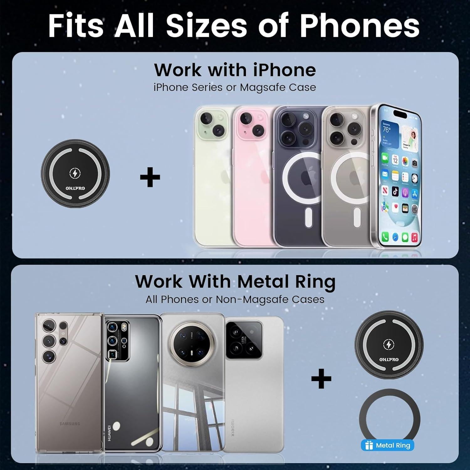 Cargador de coche MagSafe OHLPRO W11C 15W para iPhone