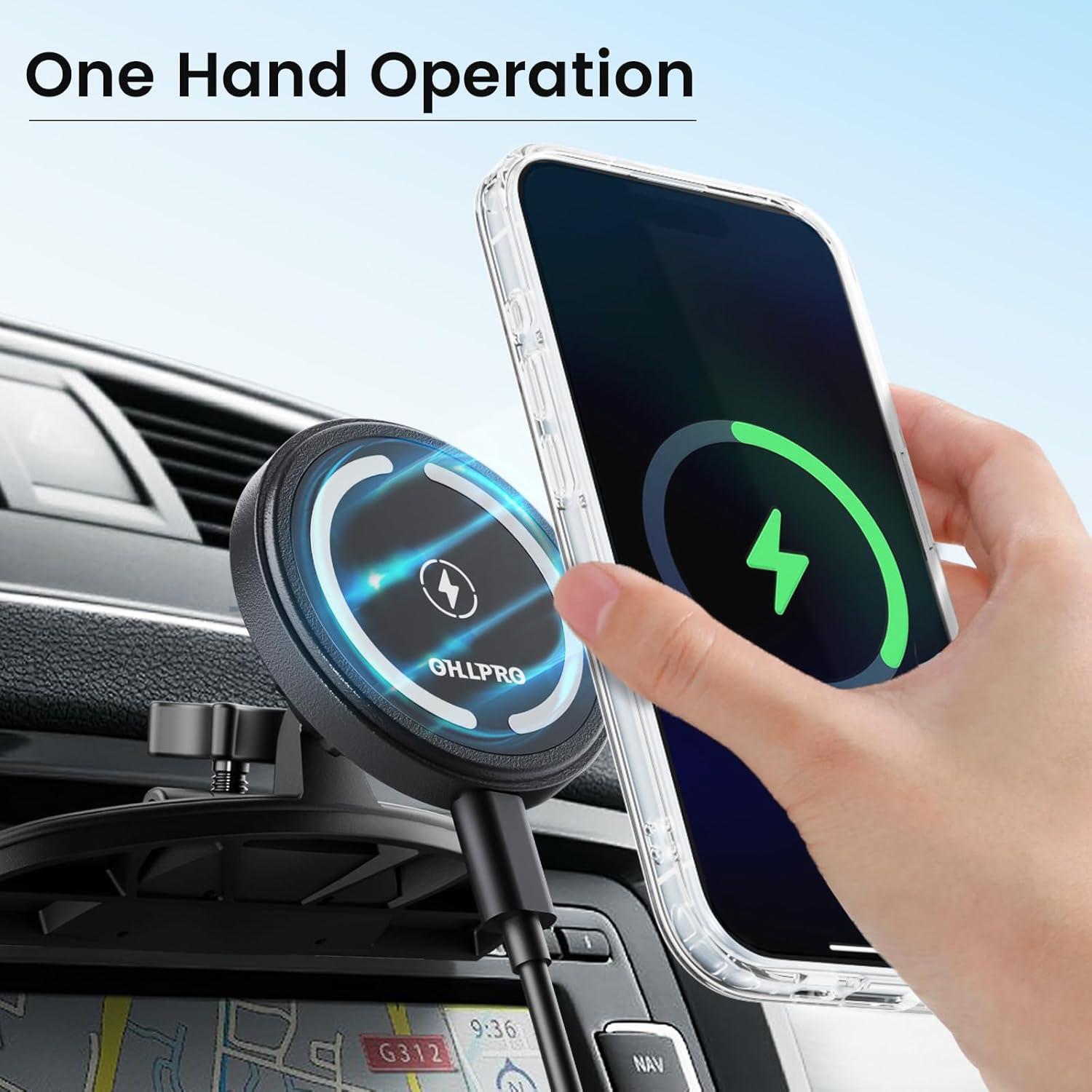 Cargador de coche MagSafe OHLPRO W11C 15W para iPhone