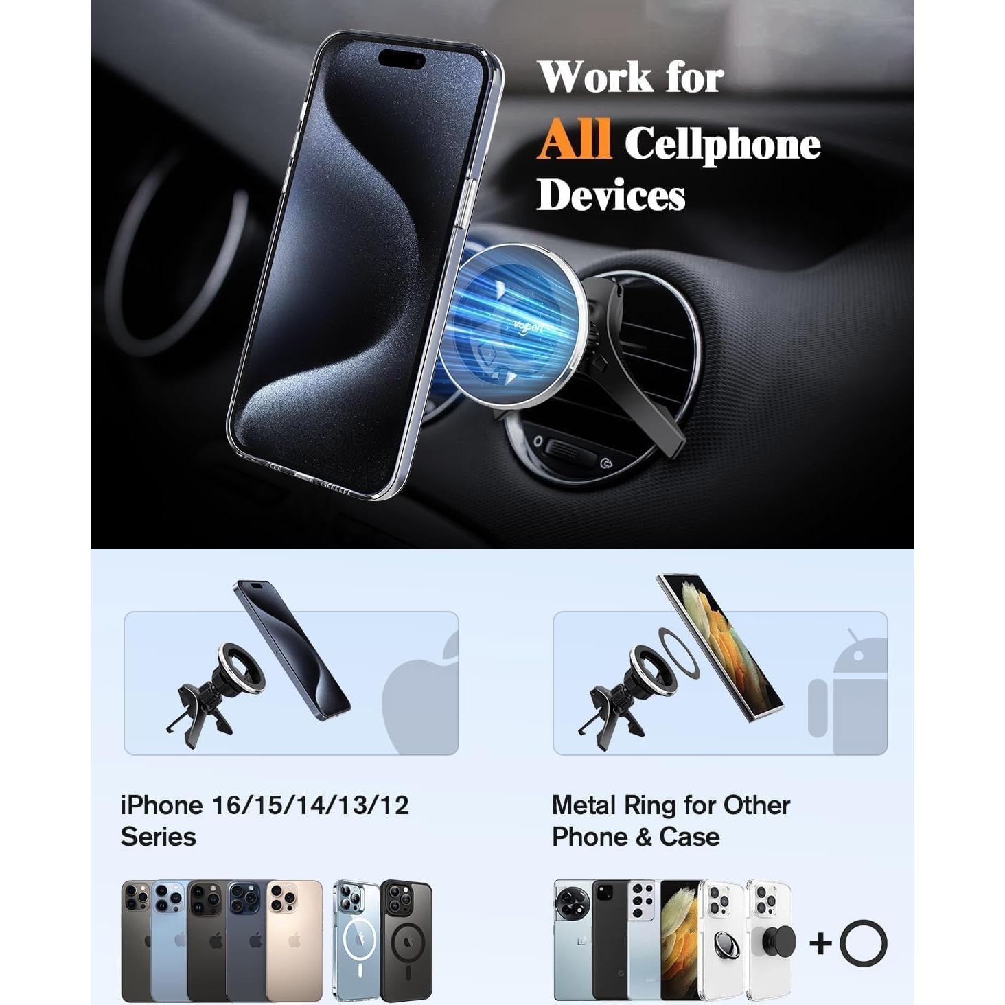 Soporte Magnético para Coche Volport con Magsafe - Negro